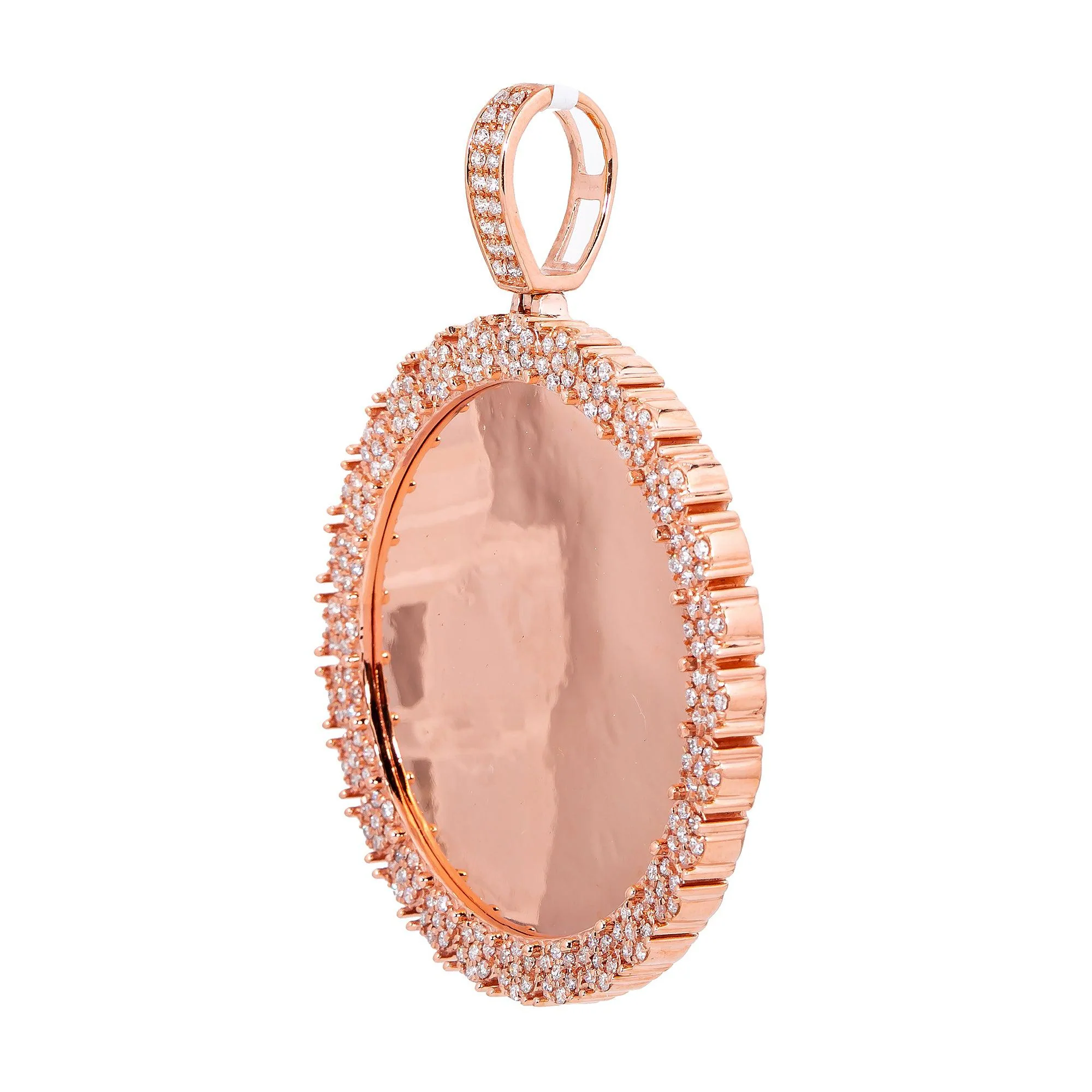 14K ROSE GOLD DIAMOND CIRCLE PICTURE PENDANT 1.64 CT - Image 2