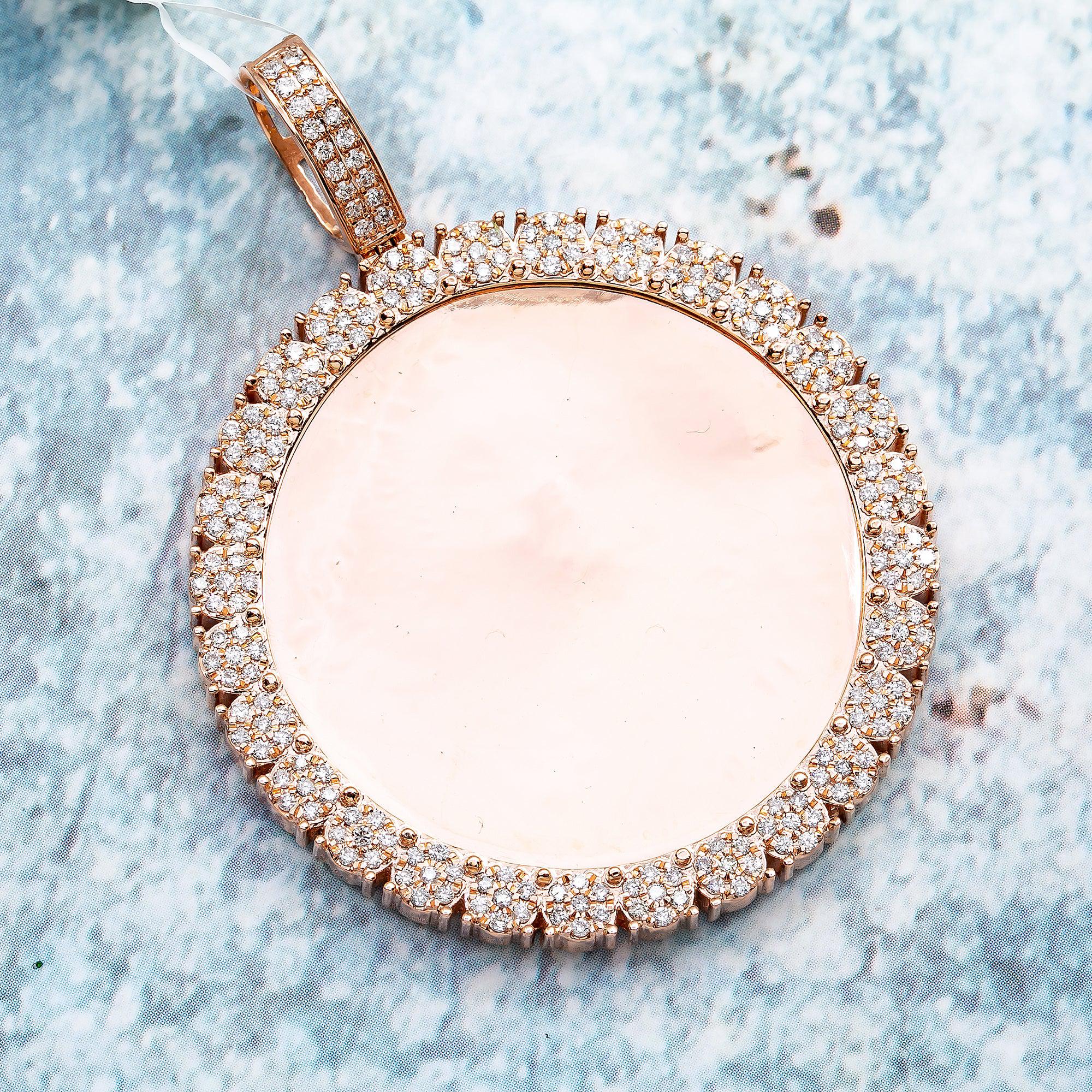 14K ROSE GOLD DIAMOND CIRCLE PICTURE PENDANT 1.64 CT - Image 3
