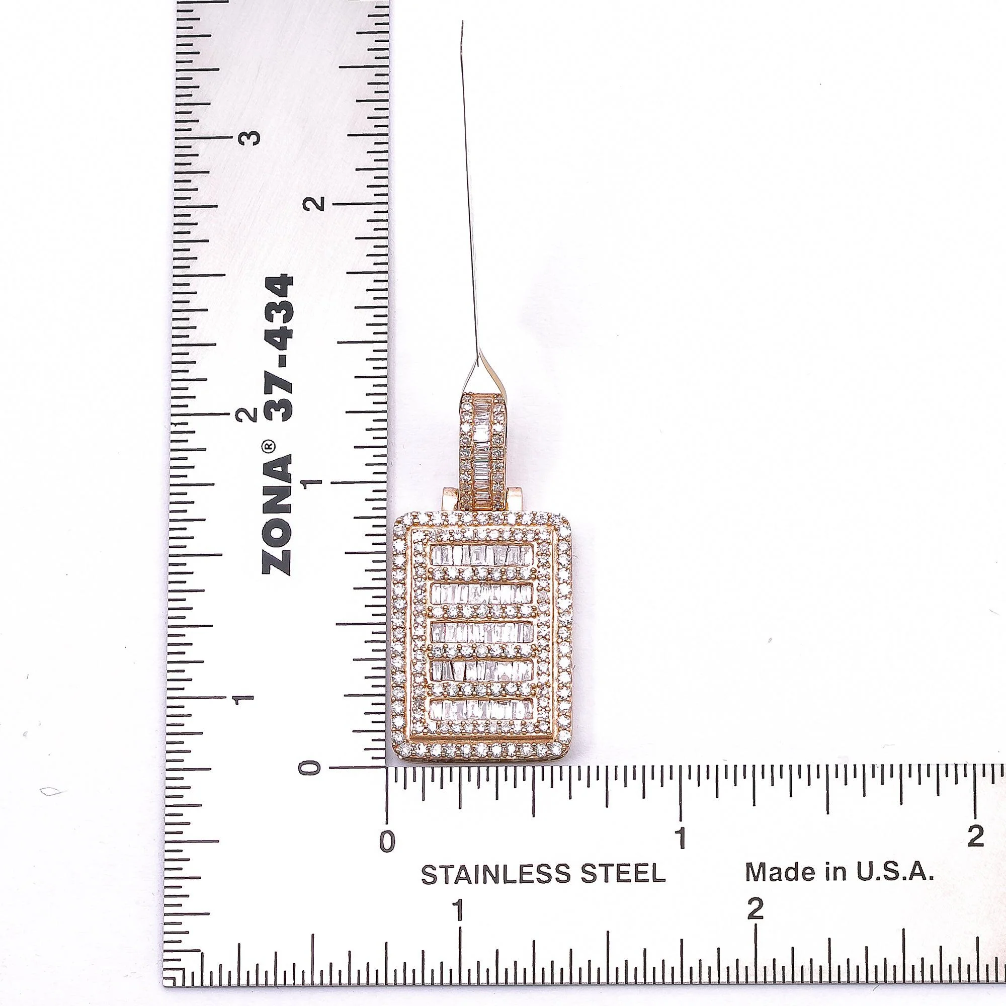 14K ROSE GOLD DOG TAG PENDANT WITH 1.90 CT DIAMONDS - Image 4