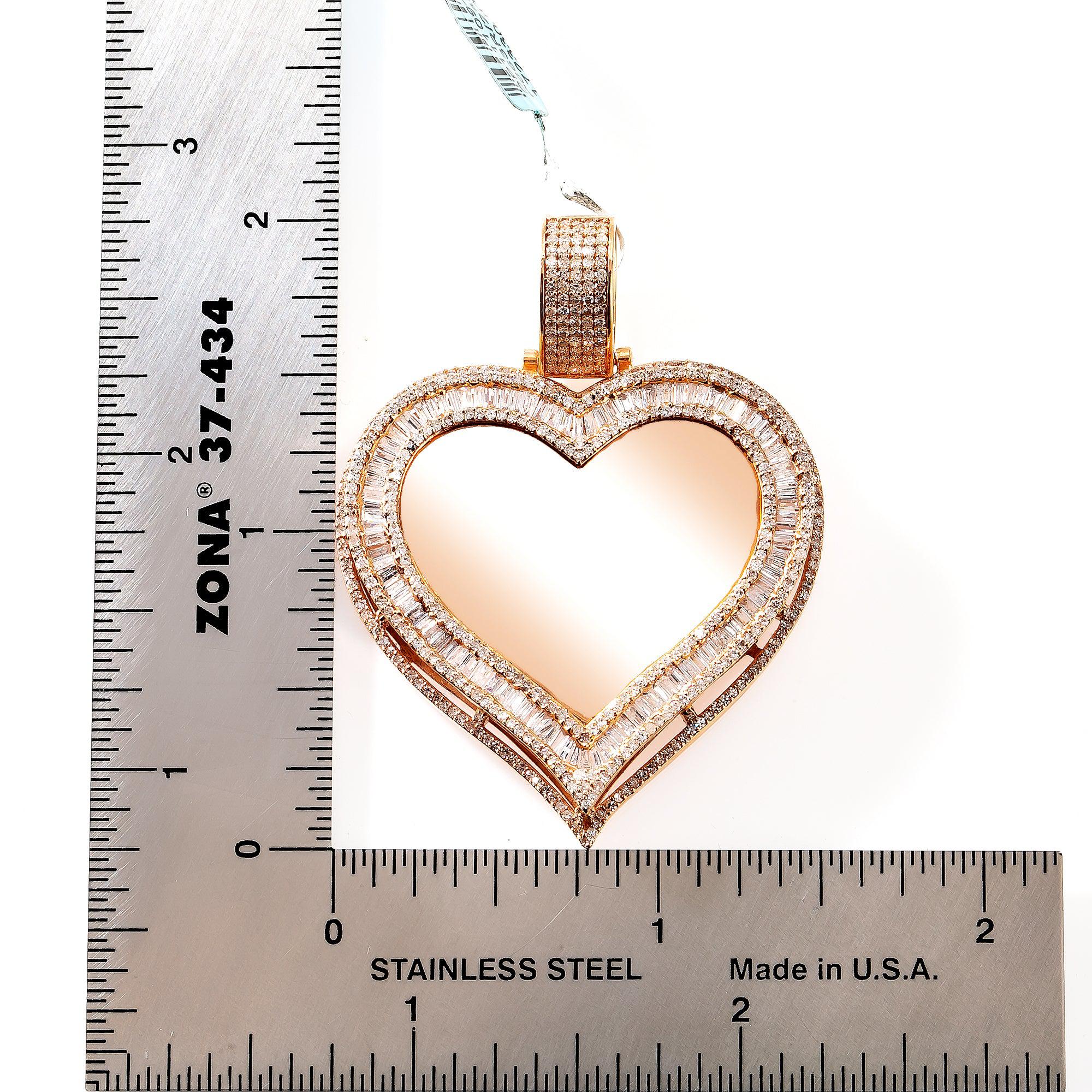 14K GOLD DIAMOND HEART PICTURE PENDANT 2.79 CT - Image 3