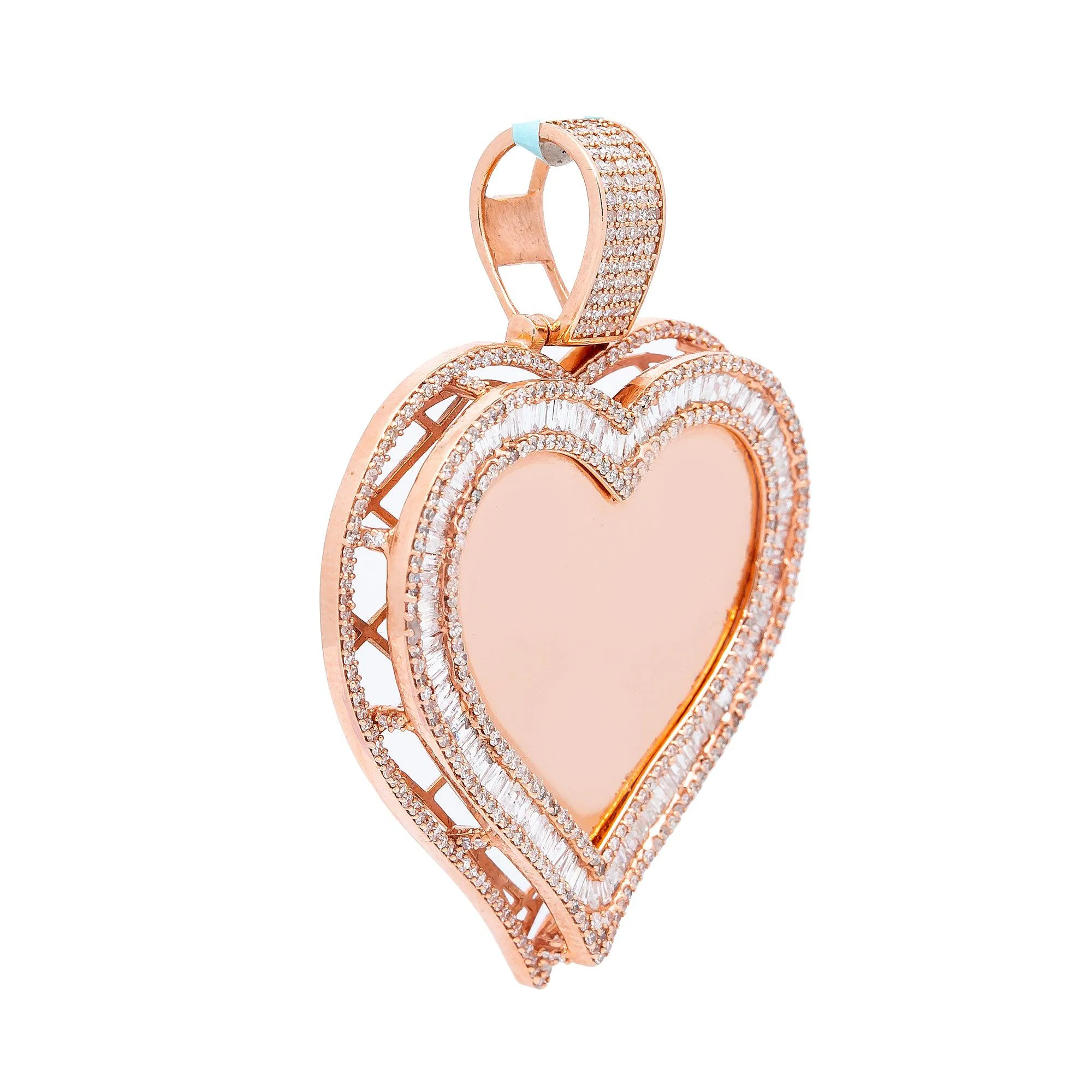 14K GOLD DIAMOND HEART PICTURE PENDANT 2.79 CT - Image 5