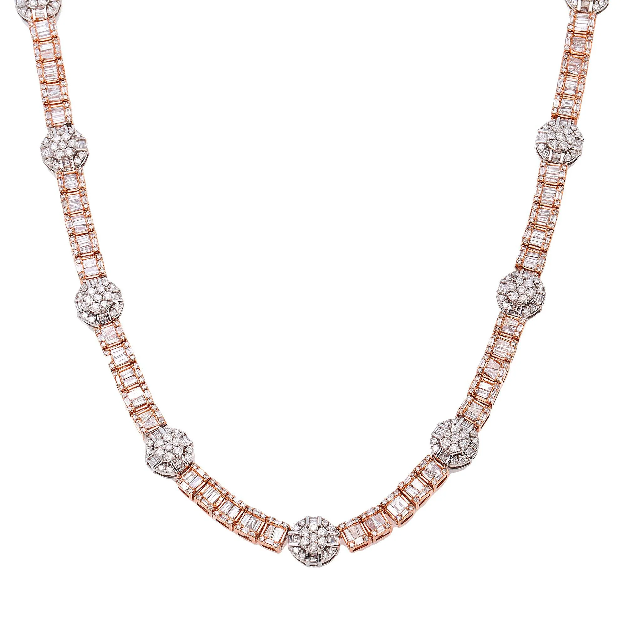 14K ROSE GOLD BAGUETTE DIAMOND CHAIN 12.73 CT