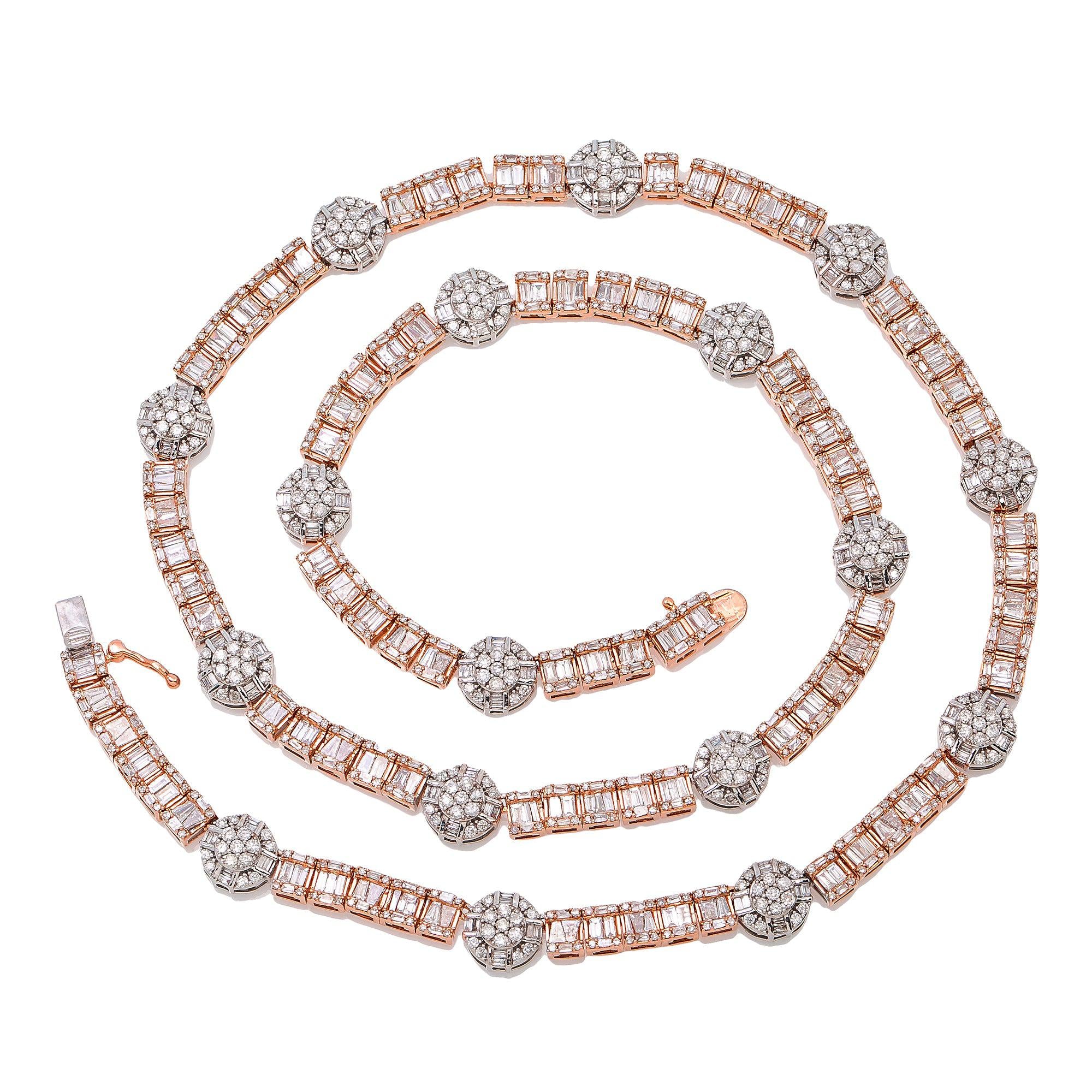 14K ROSE GOLD BAGUETTE DIAMOND CHAIN 12.73 CT - Image 4