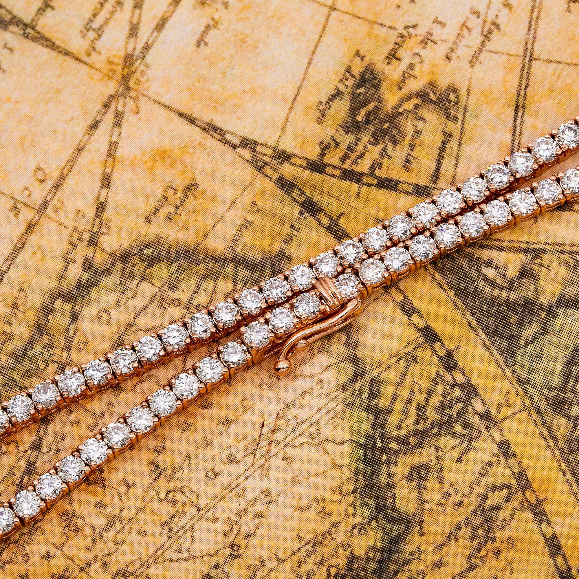 14K Rose Gold Unisex Tennis Chain With 13 CT Diamonds - Image 2