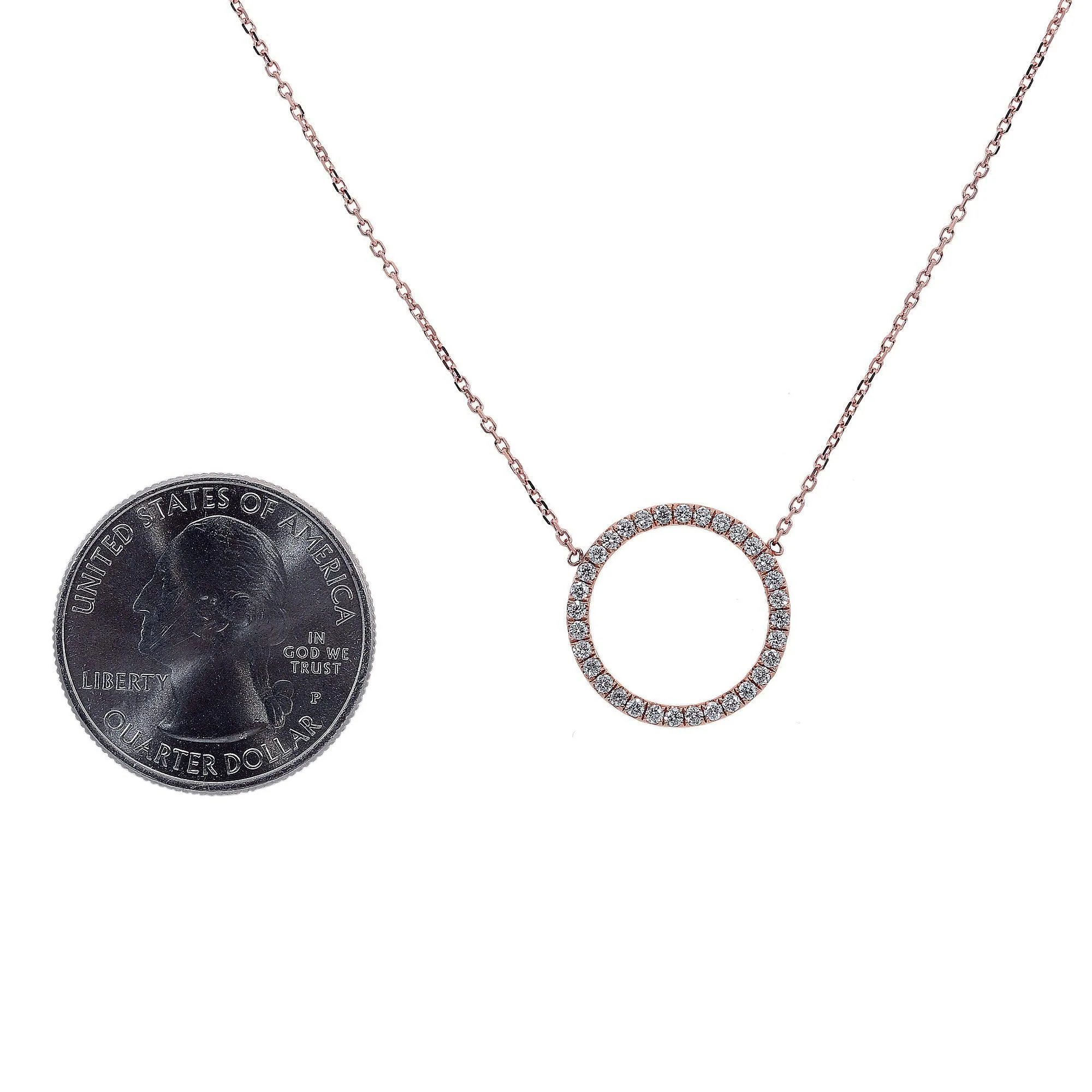 14K Rose Gold Diamond Round Shaped Necklace - Image 2
