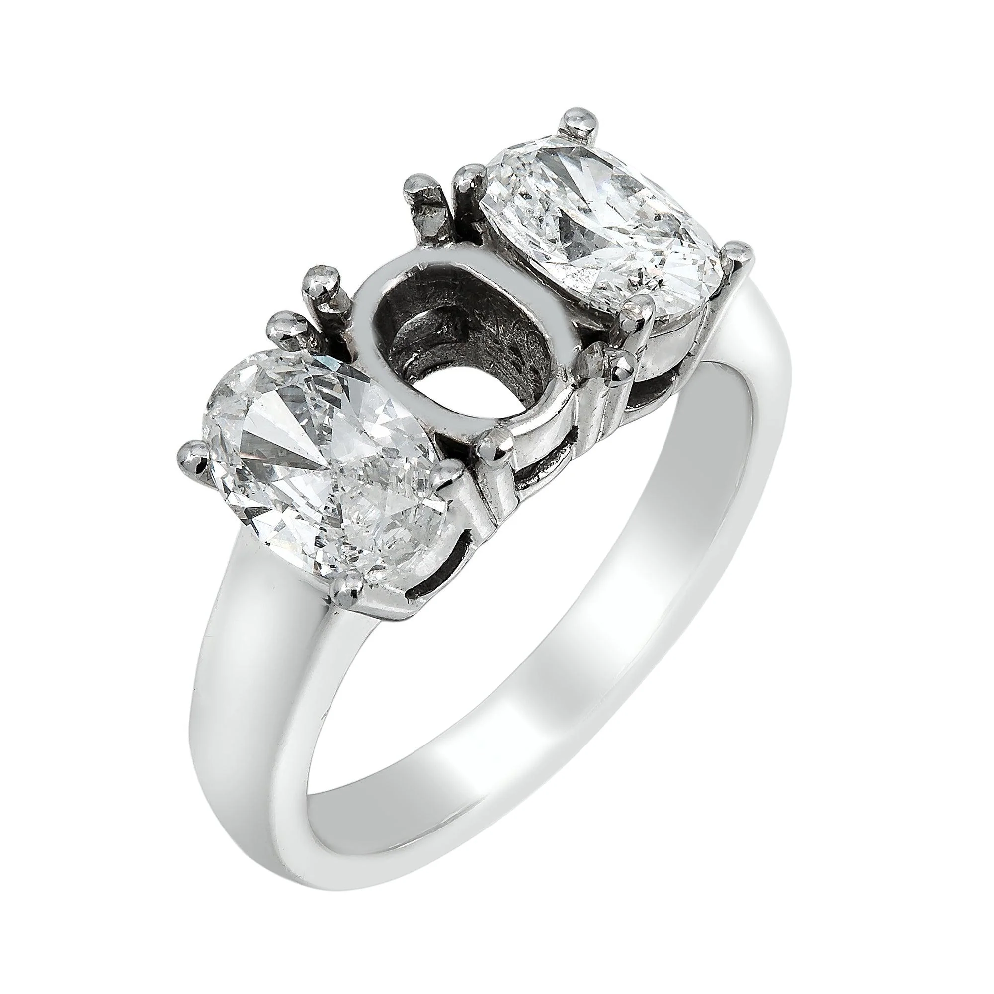 14K White Gold Diamond Engagement Semi-Mounting Women's Ring With 2.90 CT Diamonds - Image 2