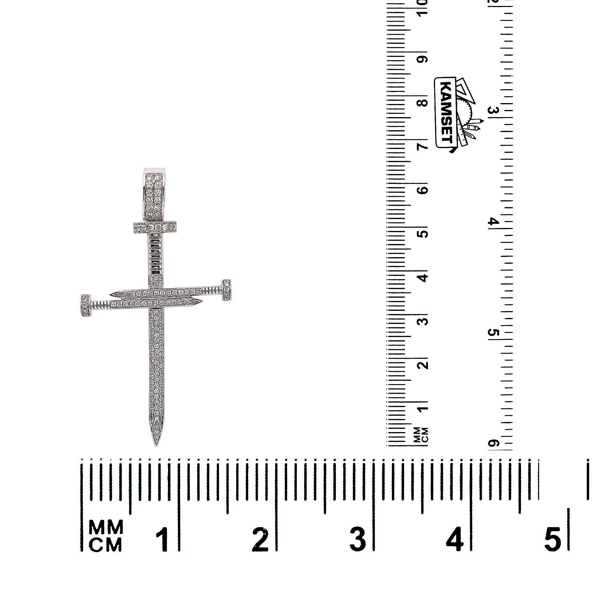 14K White Gold Diamond Cross Shaped Pendant - Image 3