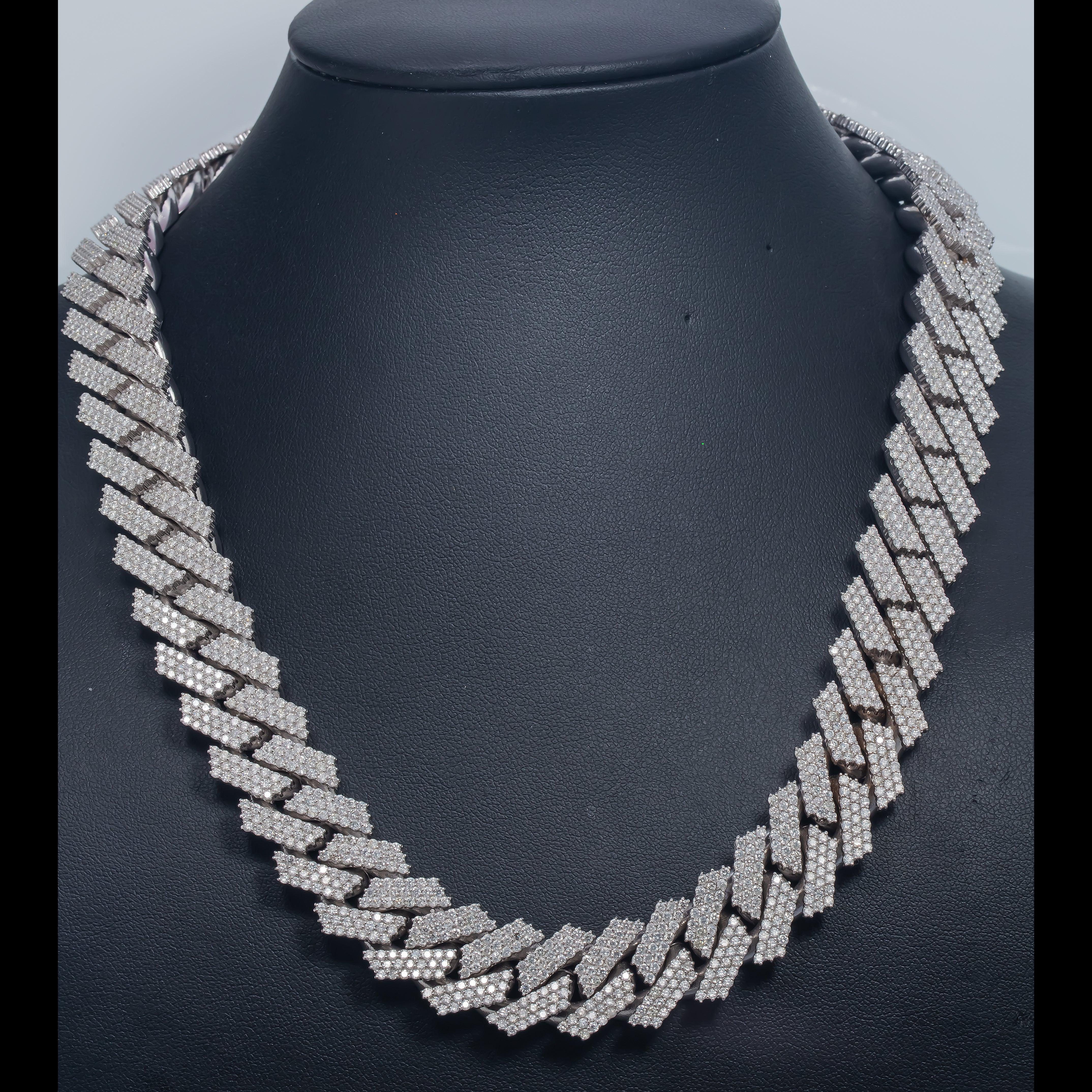 10K WHITE GOLD DIAMOND 20"/18MM CUBAN LINK CHAIN 35.75 CT - Image 4
