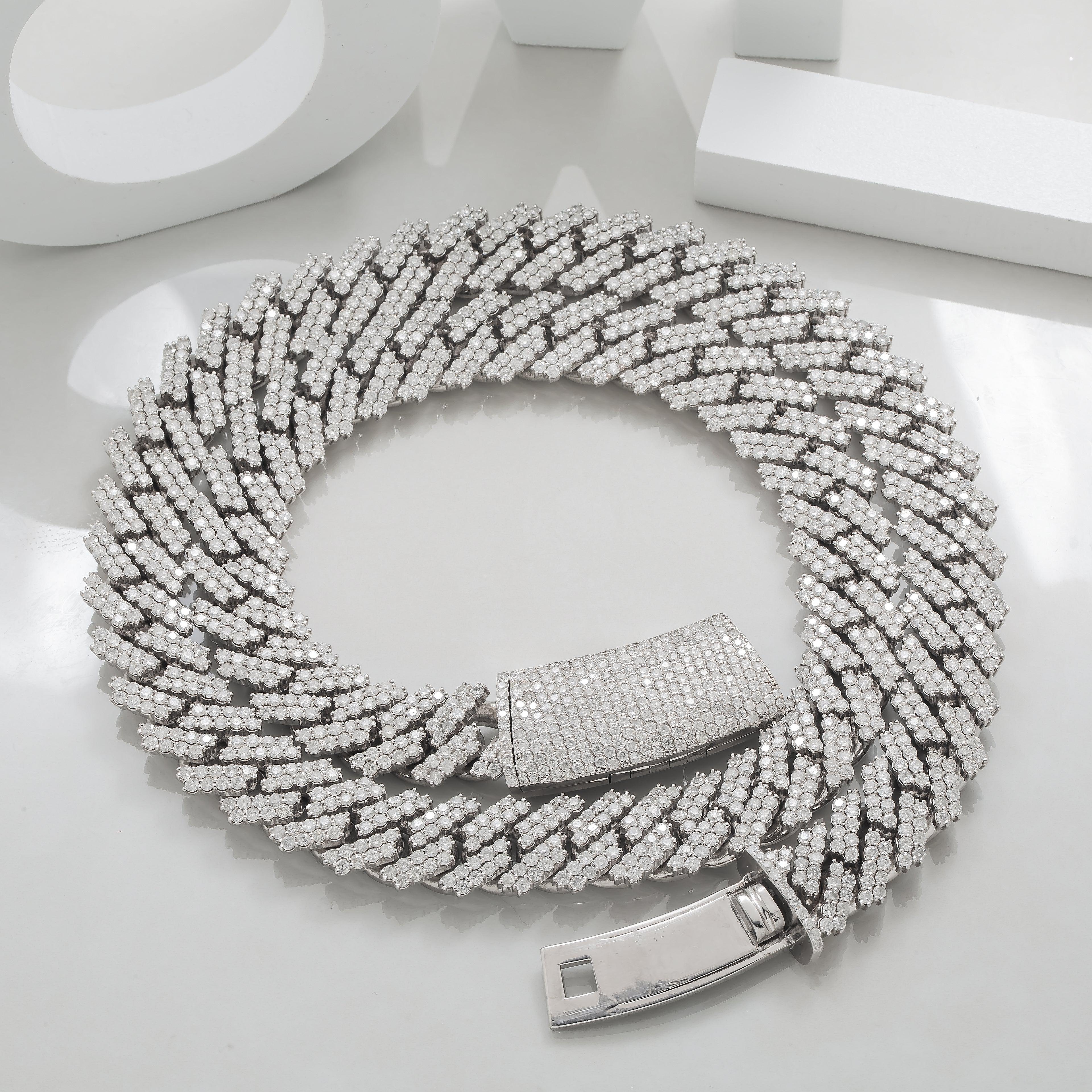 14K WHITE GOLD DIAMOND 22"/14MM CUBAN LINK CHAIN 34.57 CT - Image 2