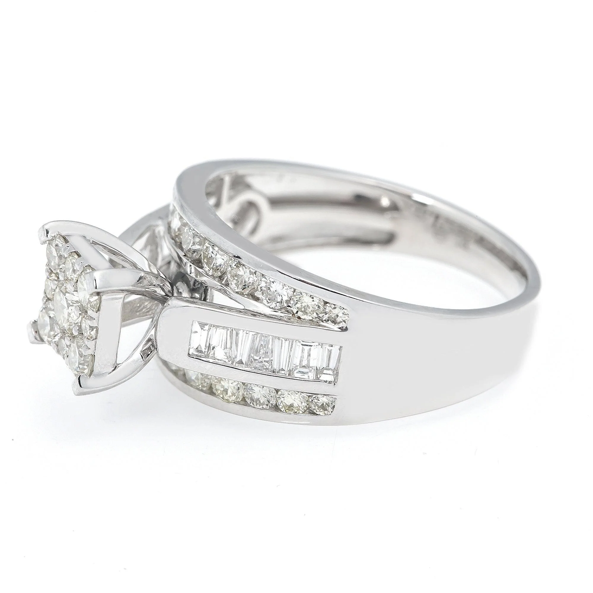 14K WHITE GOLD ENGAGEMENT LADIES RING WITH 1.75 CT DIAMONDS - Image 3