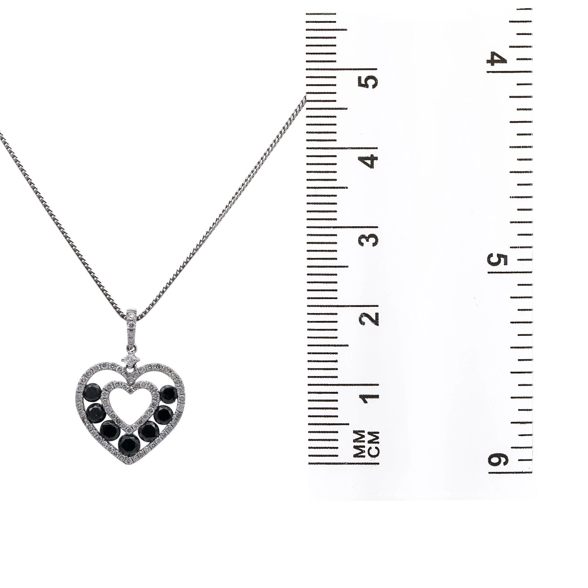 14K White Gold Floating Hearts Women's Pendant with 1.76CT Diamonds - Image 3