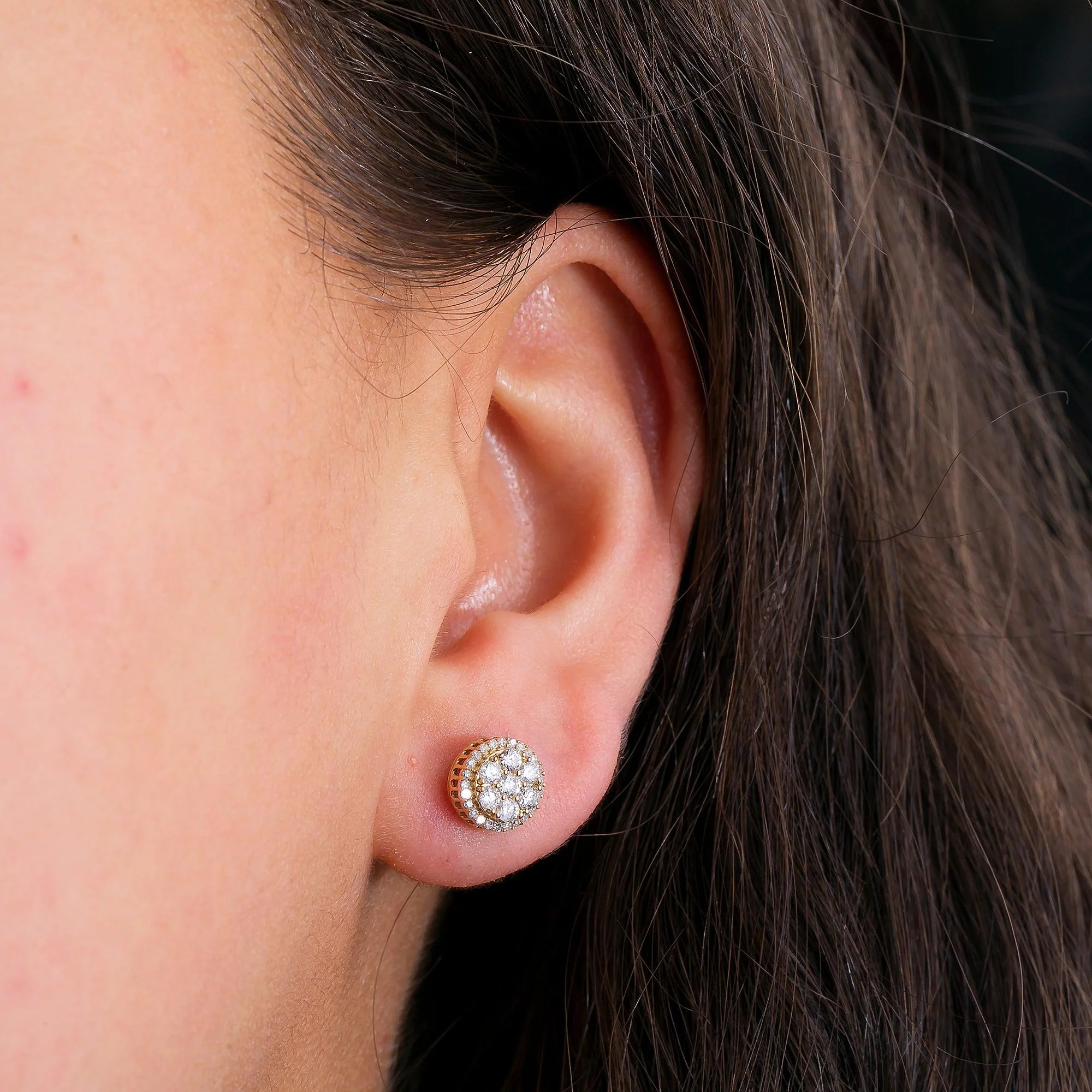 14K Yellow Gold UNISEX Earrings with 0.25 CT Diamond - Image 3