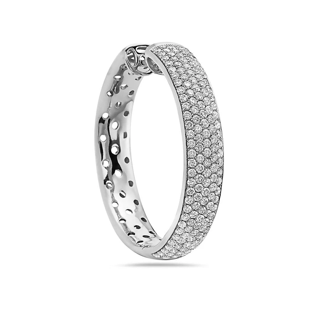14K White Gold Ladies Earrings With Round Shape Diamonds - Image 2