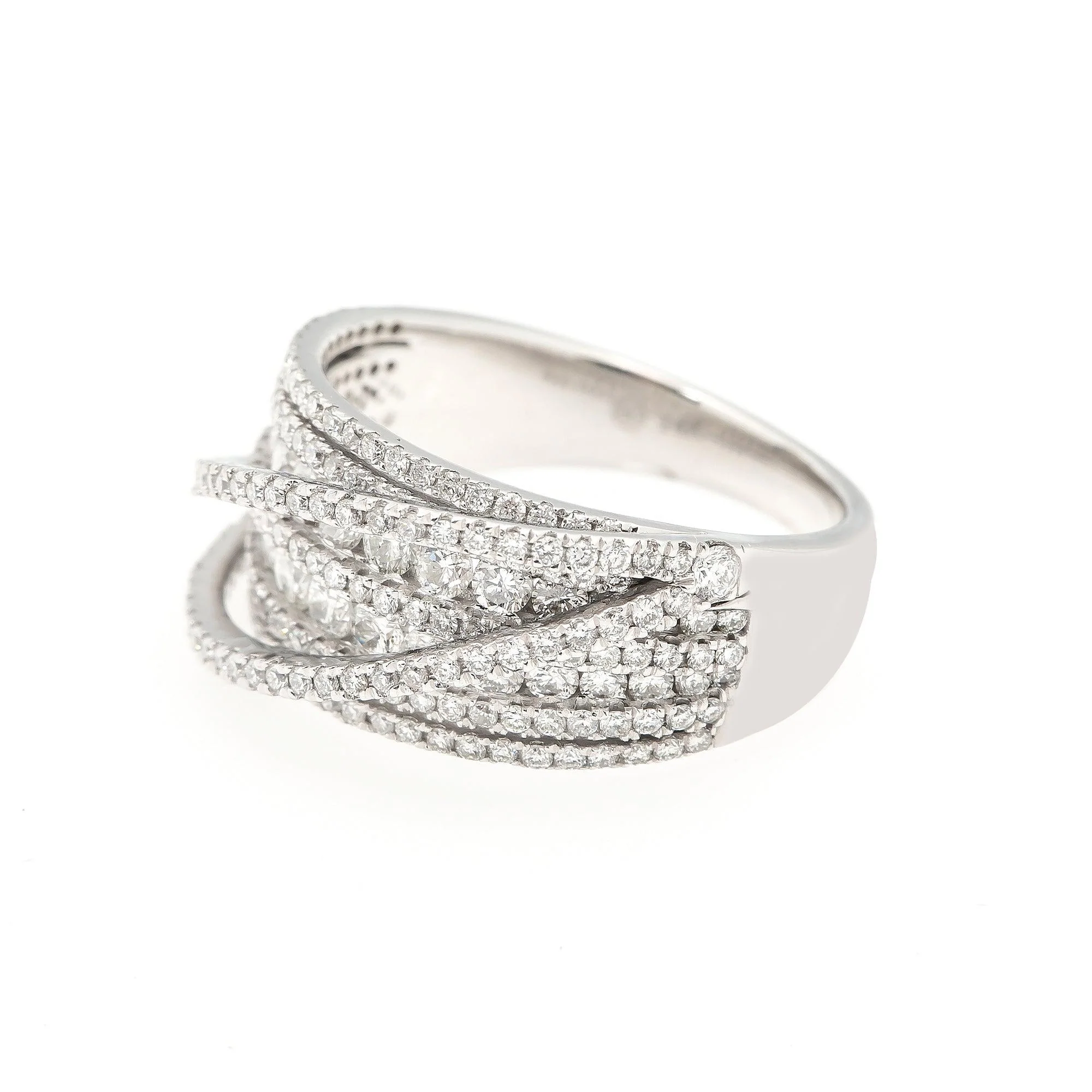 14K WHITE GOLD FANCY MULTI LAYER BAND WITH 1.95 CT DIAMONDS - Image 3