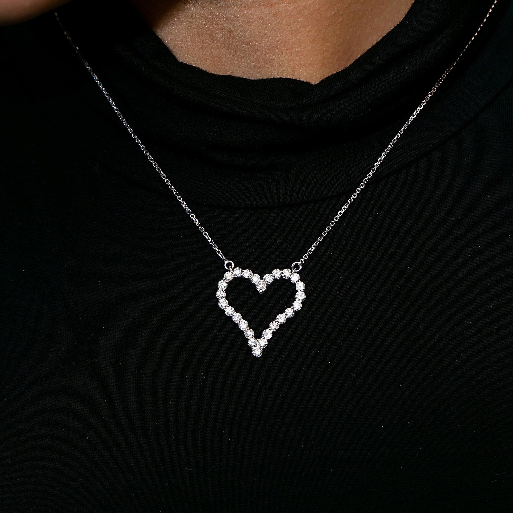 14K White Gold Ladies Heart Pendant with 1.45 CT Diamond - Image 3