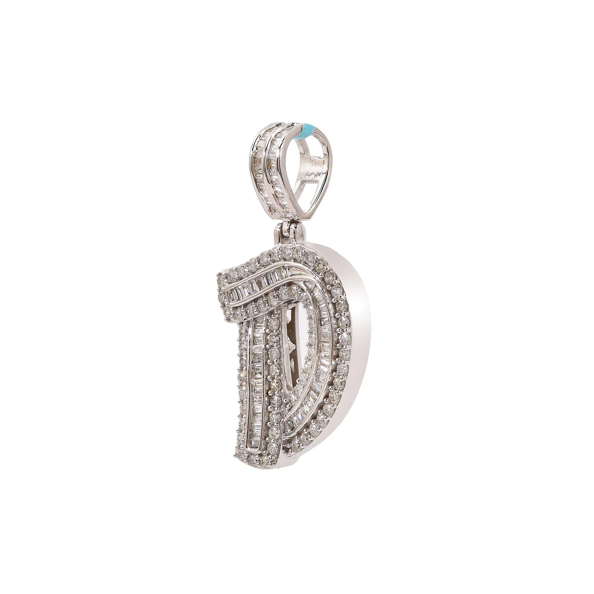 14K White Gold Diamond Letter D Pendant - Image 3