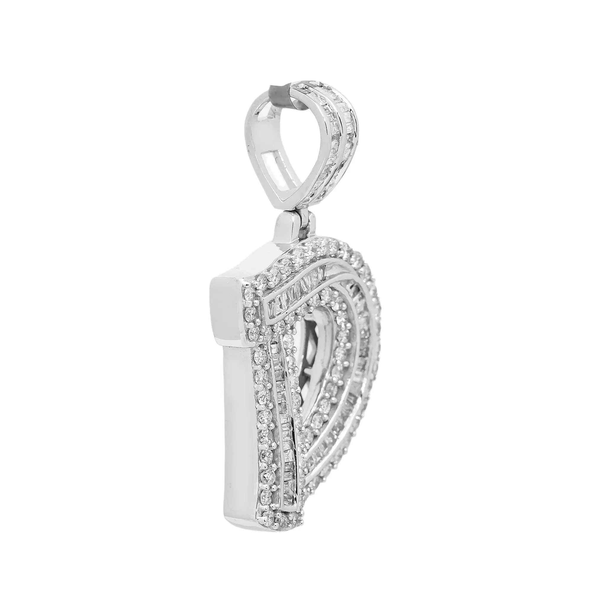 14K WHITE GOLD DIAMOND LETTER D PENDANT 1.05 CT - Image 3