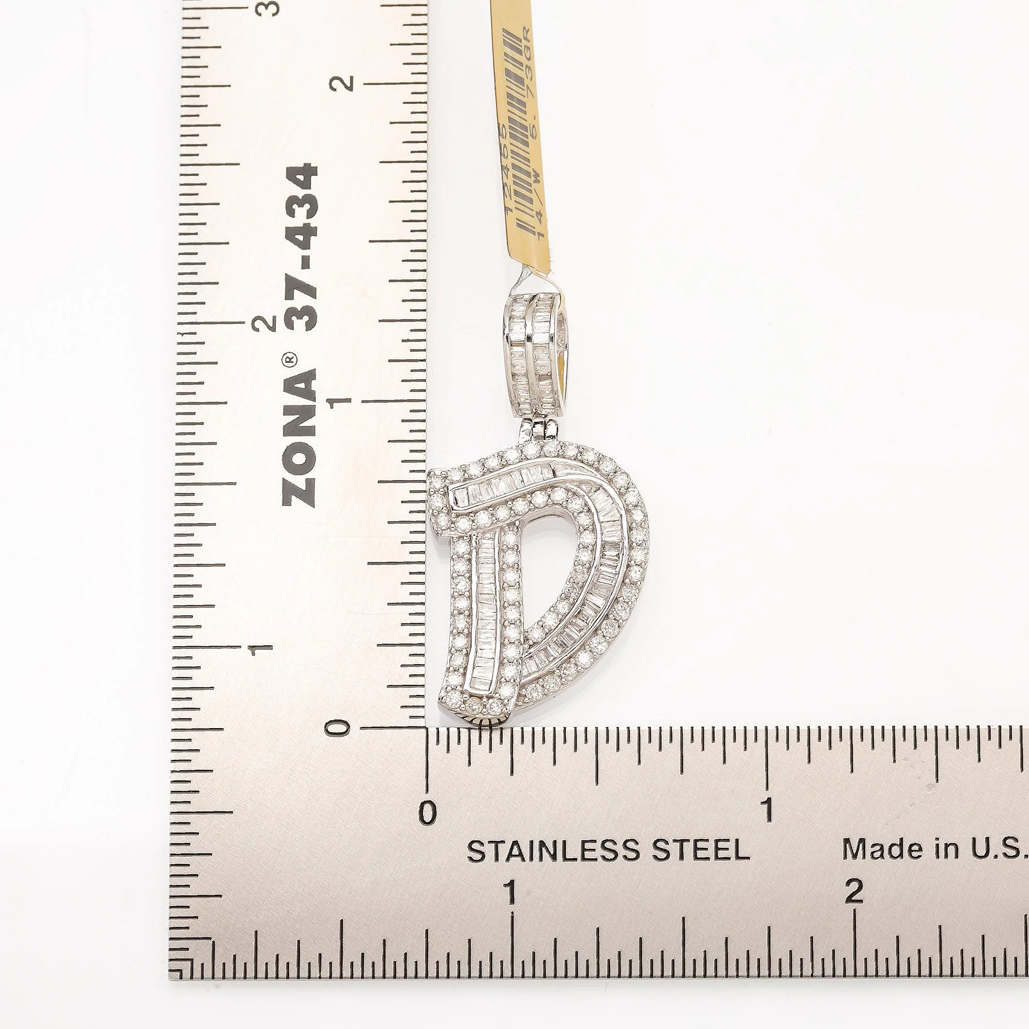 14K WHITE GOLD DIAMOND LETTER D PENDANT 1.05 CT - Image 4