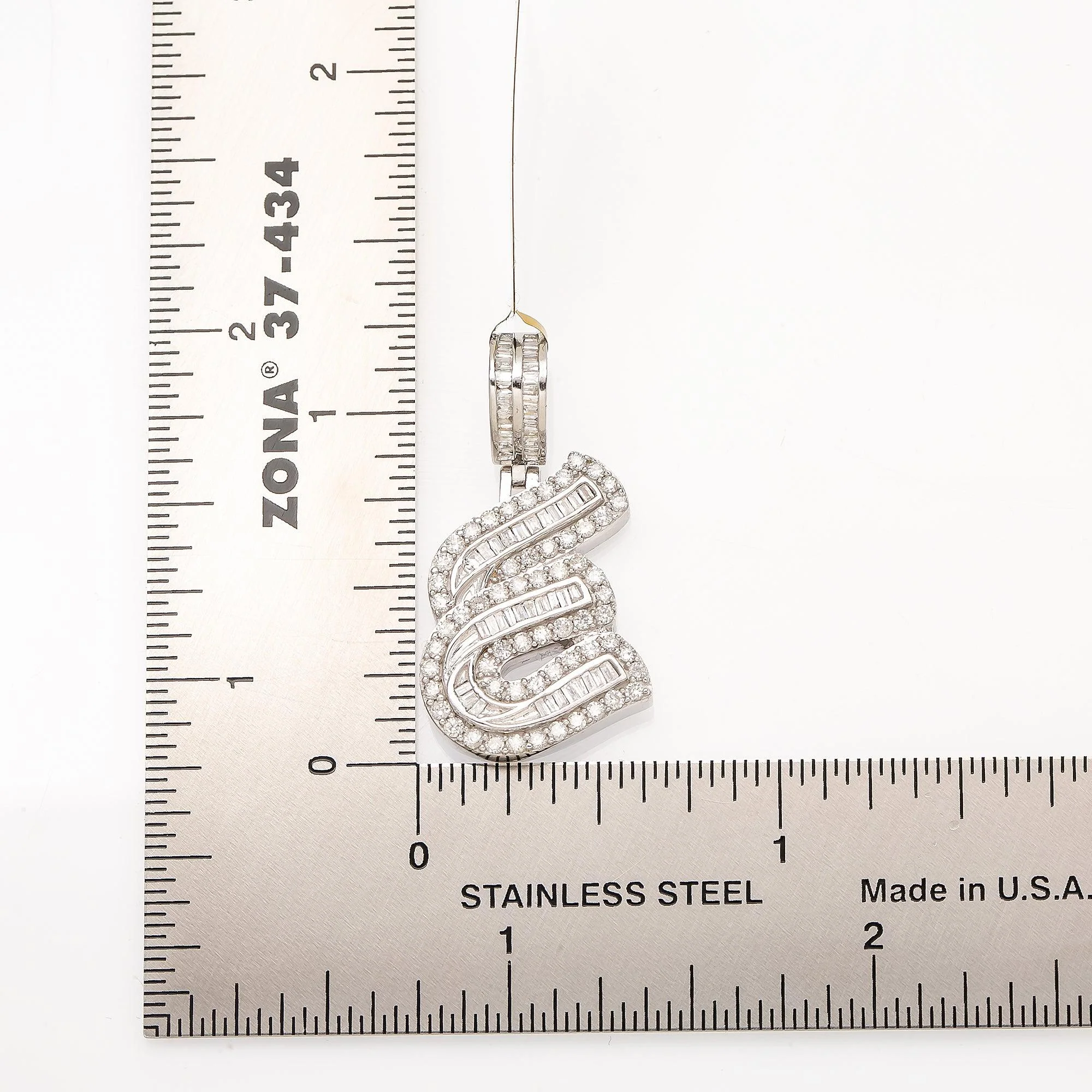 14K WHITE GOLD DIAMOND LETTER E PENDANT DIAMONDS - Image 3