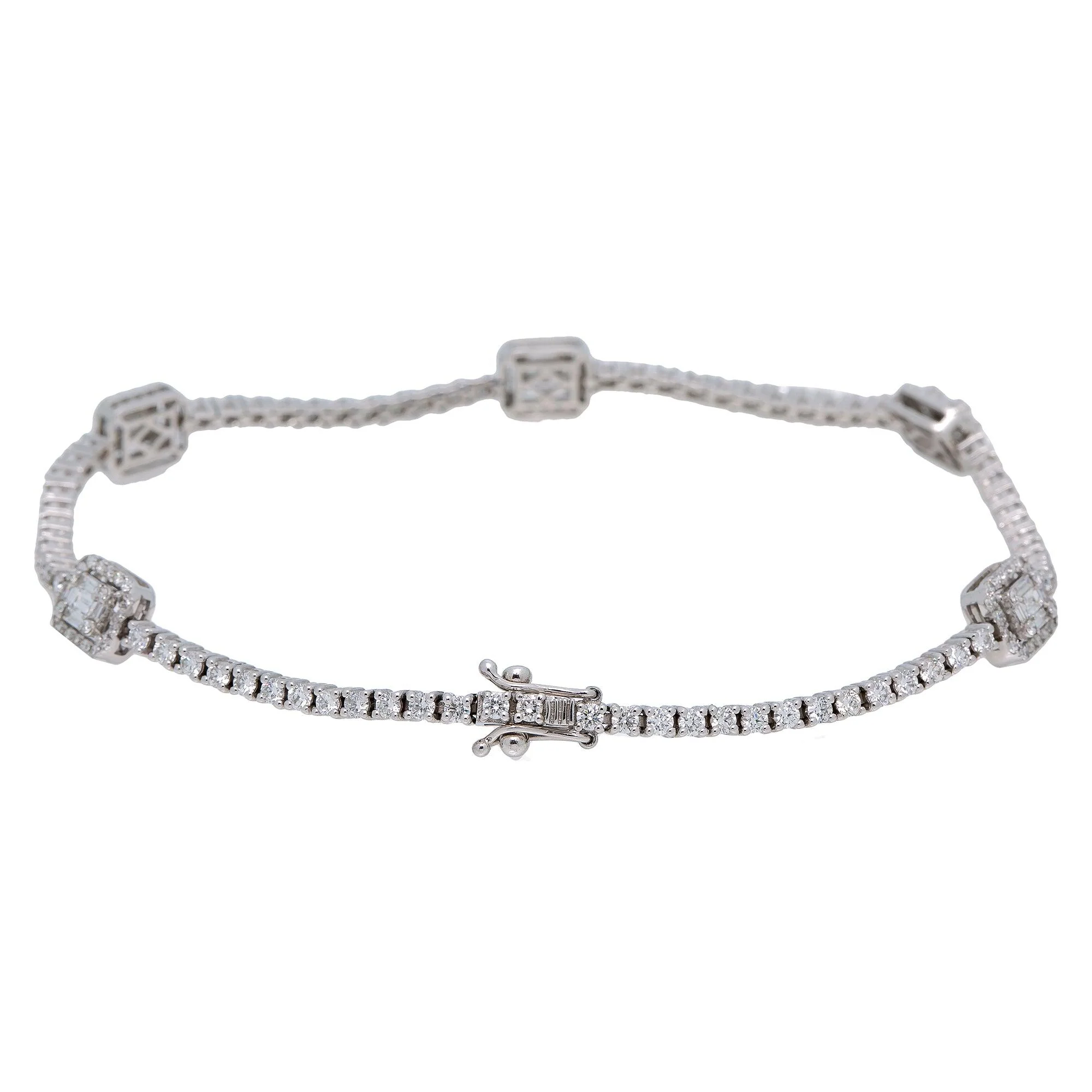 14K WHITE GOLD TENNIS BRACELET 2.40 CT DIAMONDS - Image 3