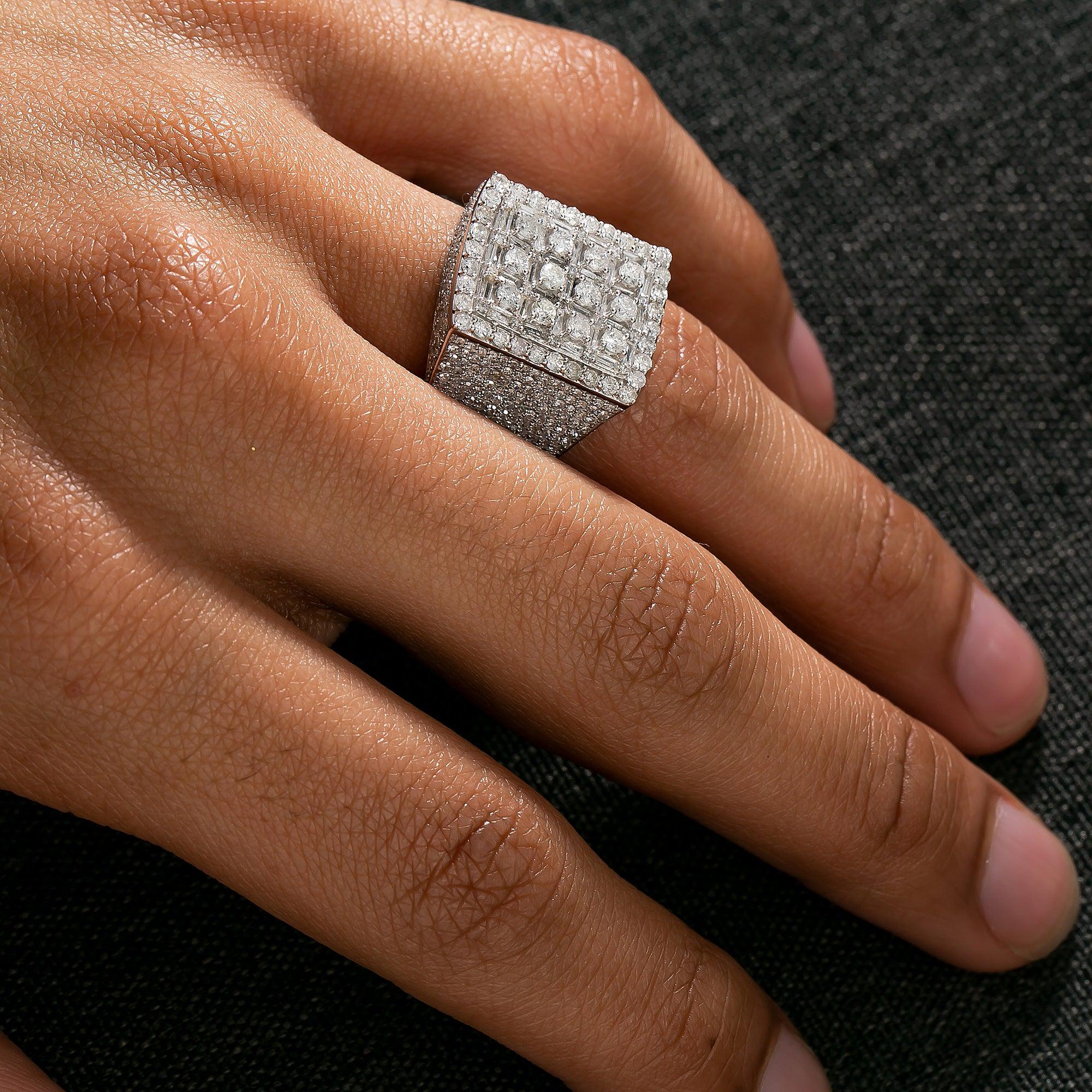 14K WHITE GOLD SQUARE DIAMOND RING 3.20 CT - Image 2