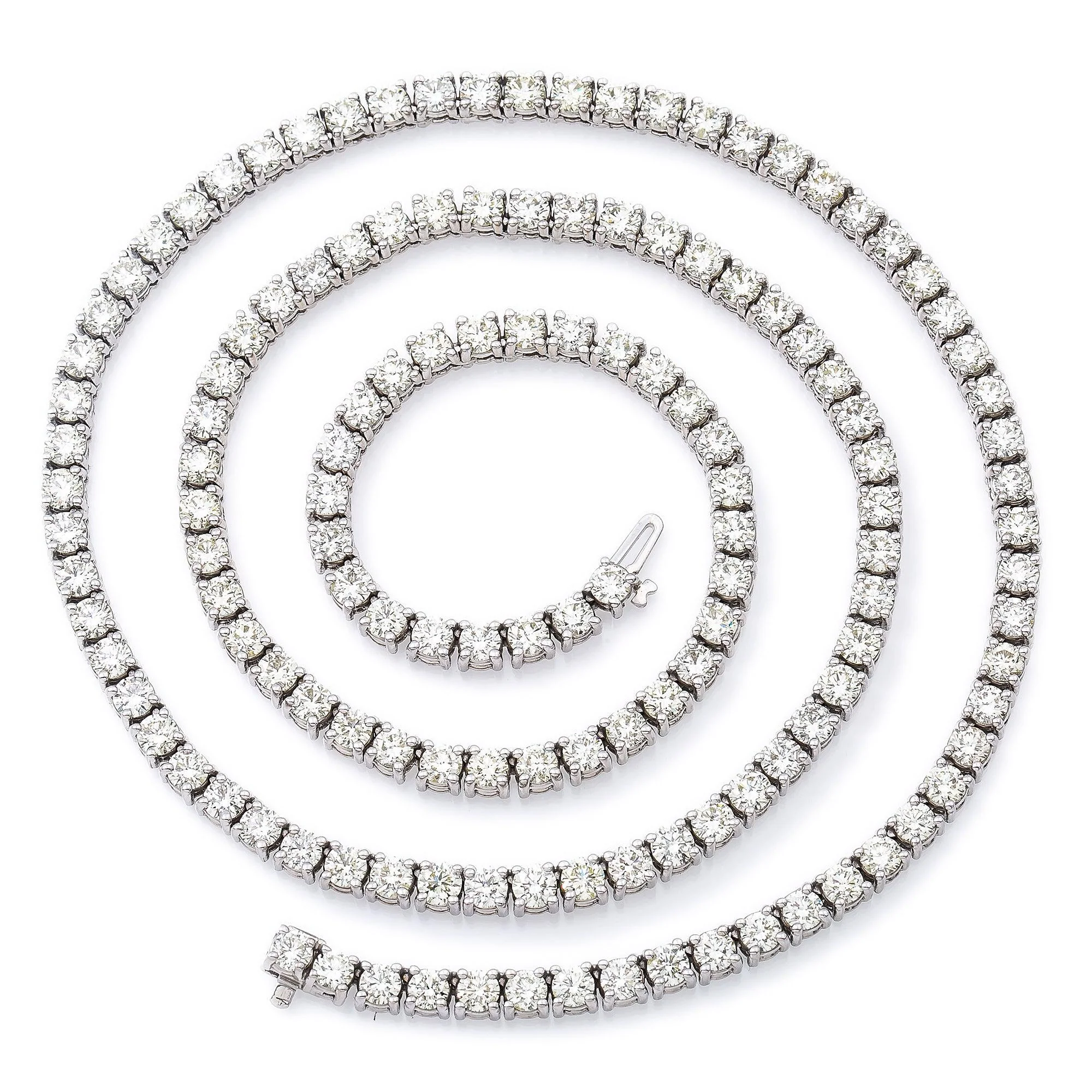 14K White Gold Tennis Chain With 36.50 CT Diamonds