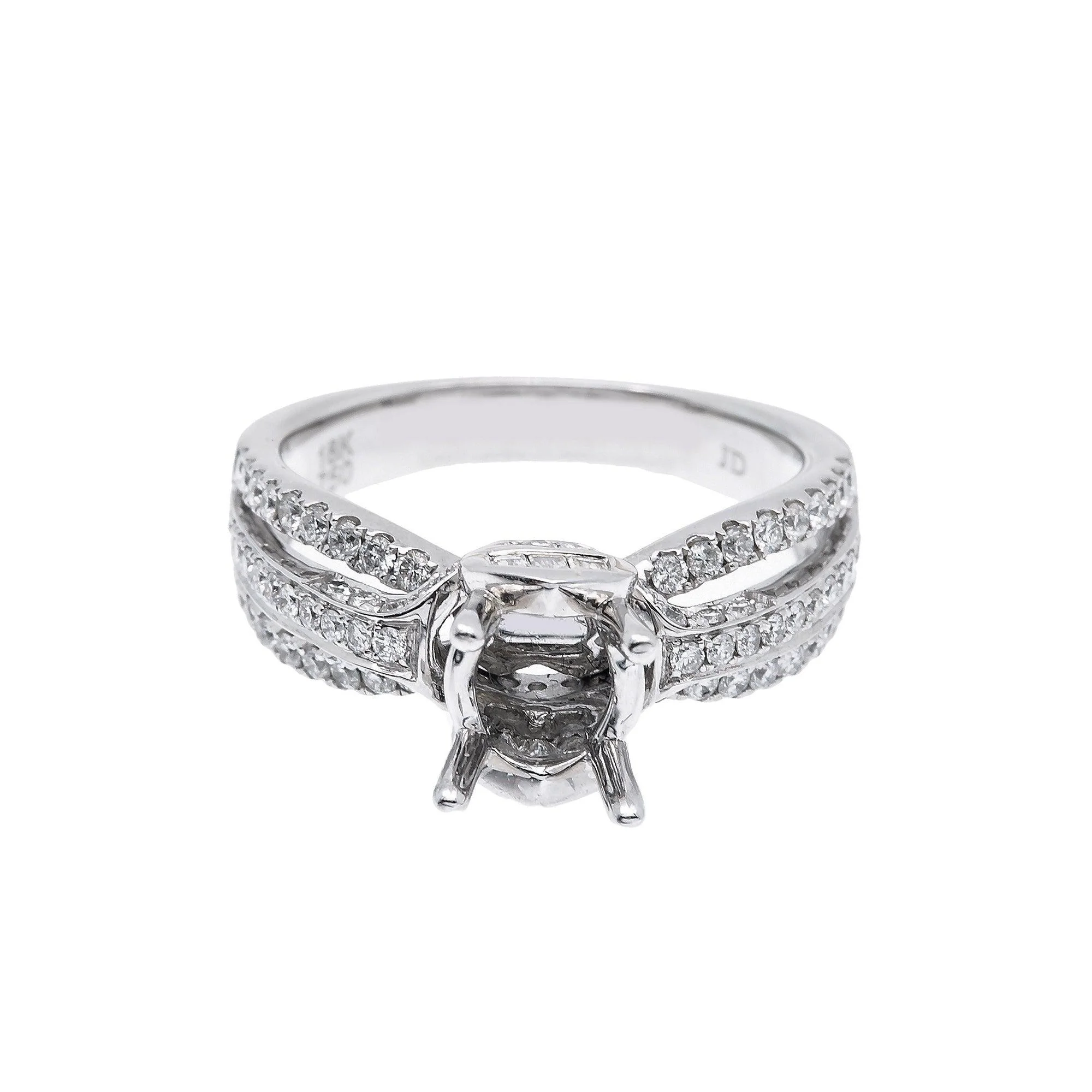 14K White Gold Round Diamond Semi-Mount Ring - Image 3
