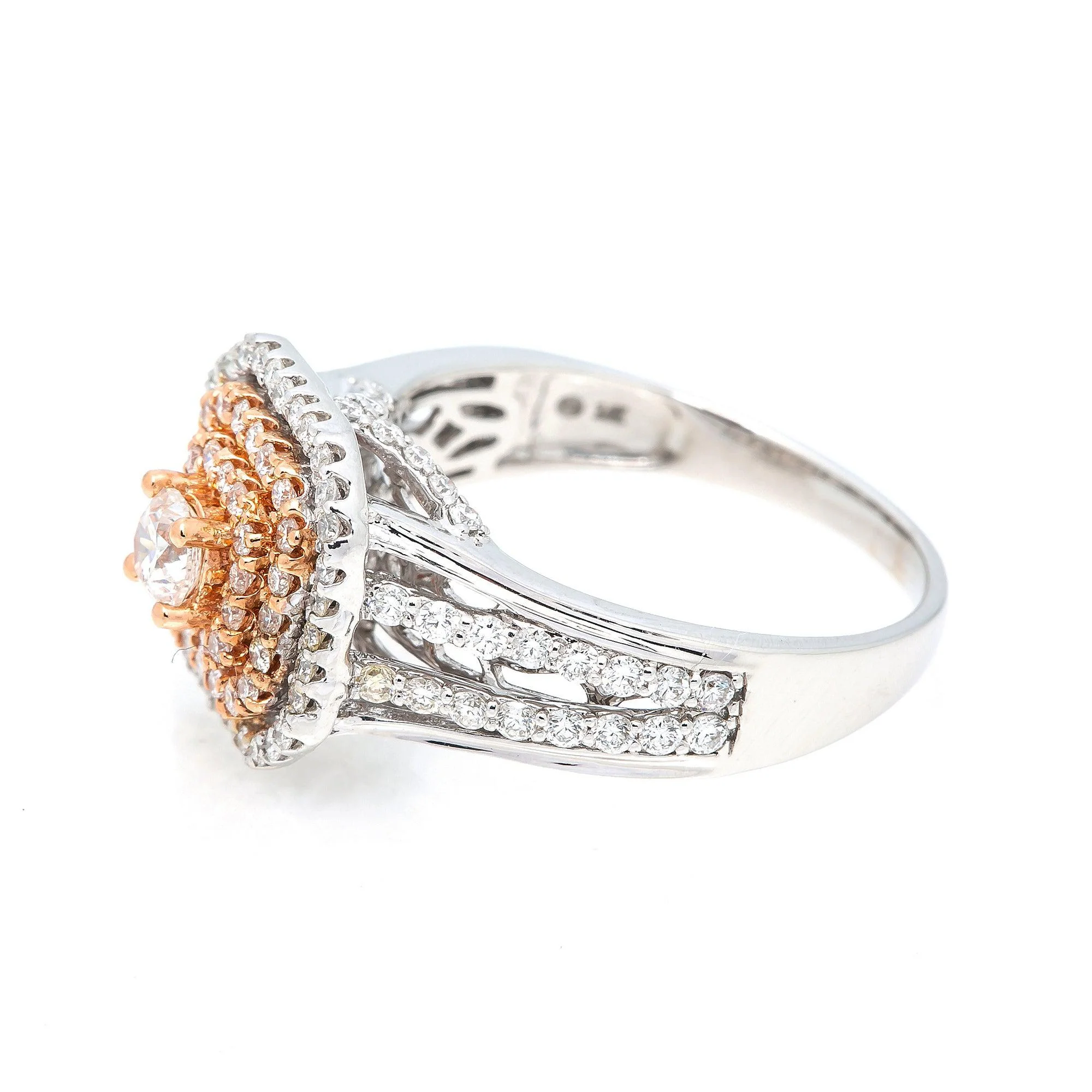 14K WHITE/ROSE GOLD LADIES BRIDAL RING WITH 2CT CT DIAMONDS - Image 3