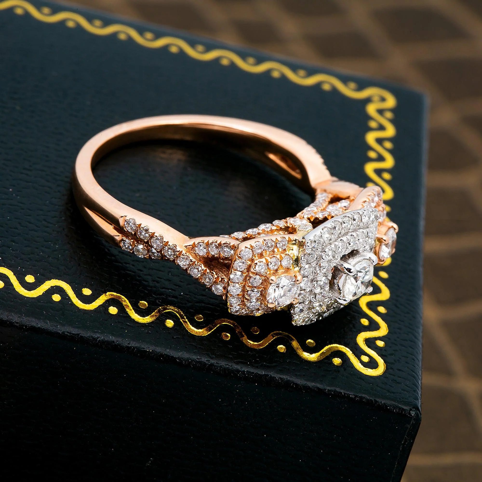 14K WHITE/ROSE GOLD LADIES ENGAGEMENT RING WITH 1.00 CT DIAMONDS - Image 3