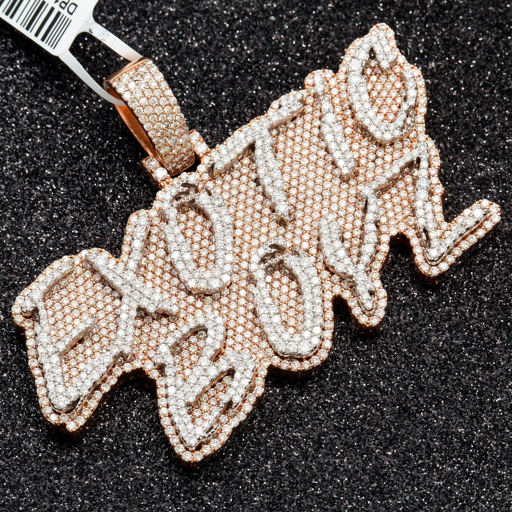 14K WHITE/ROSE GOLD UNISEX PENDANT WITH 7 CT DIAMONDS - Image 2