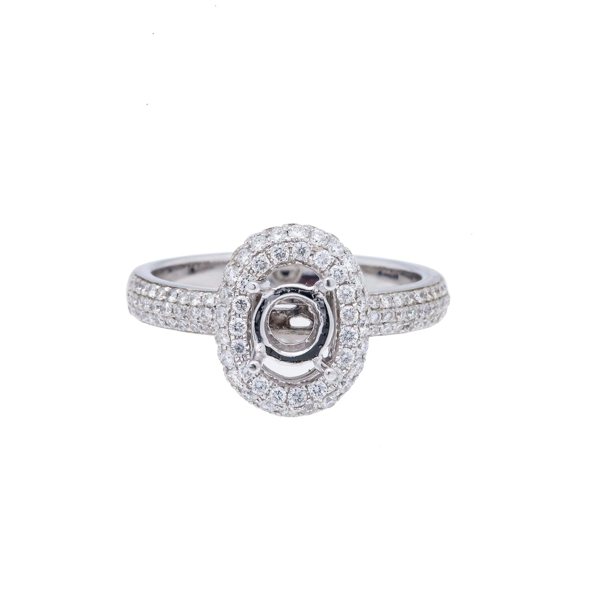 14K White Semi Mount Gold Round Diamond Ring - Image 2