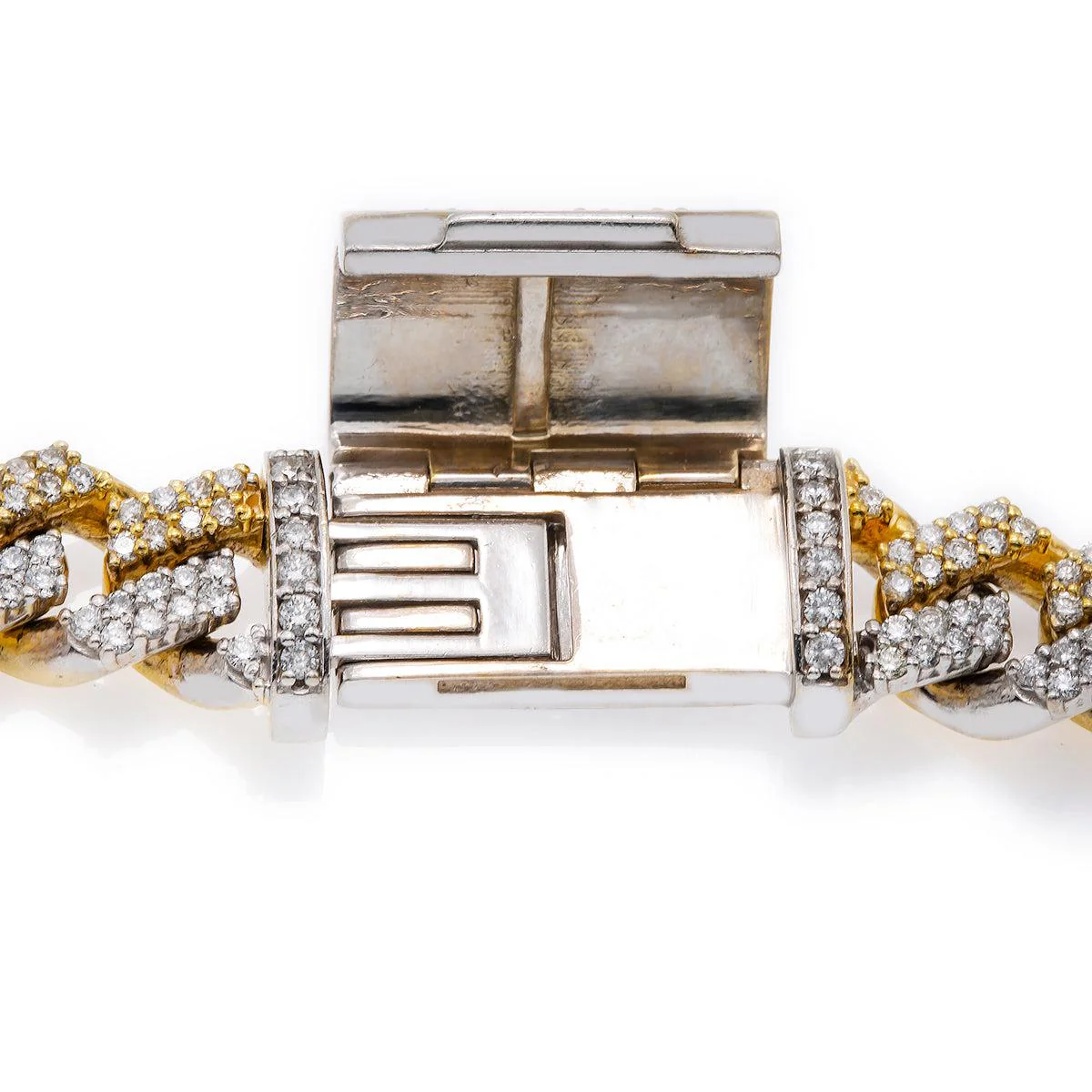 10K Two Tone Yellow and White Gold 22" Cuban Chain Prong Setting With 19.75 CT Diamonds - Image 3