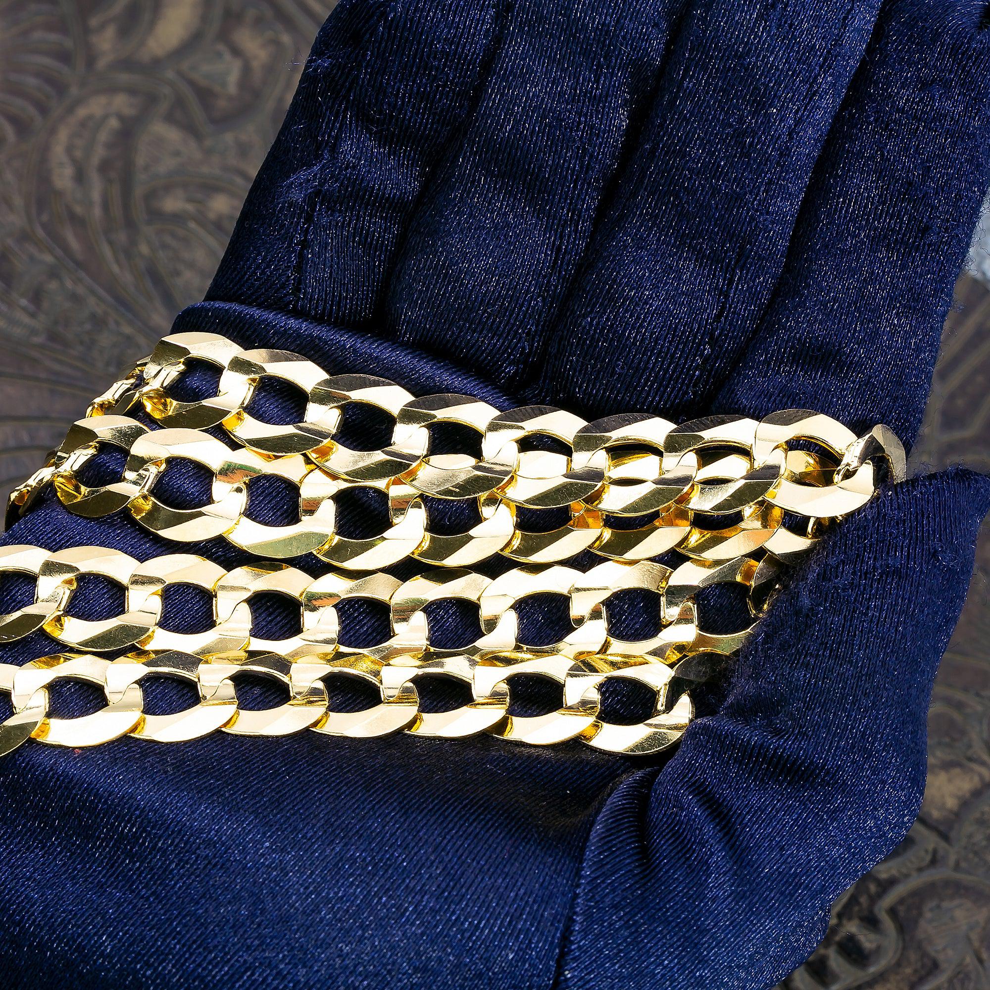 14K Yellow Gold 12mm Diamond Cut Open Cuban Link Chain Available In Sizes 18"-26" - Image 2