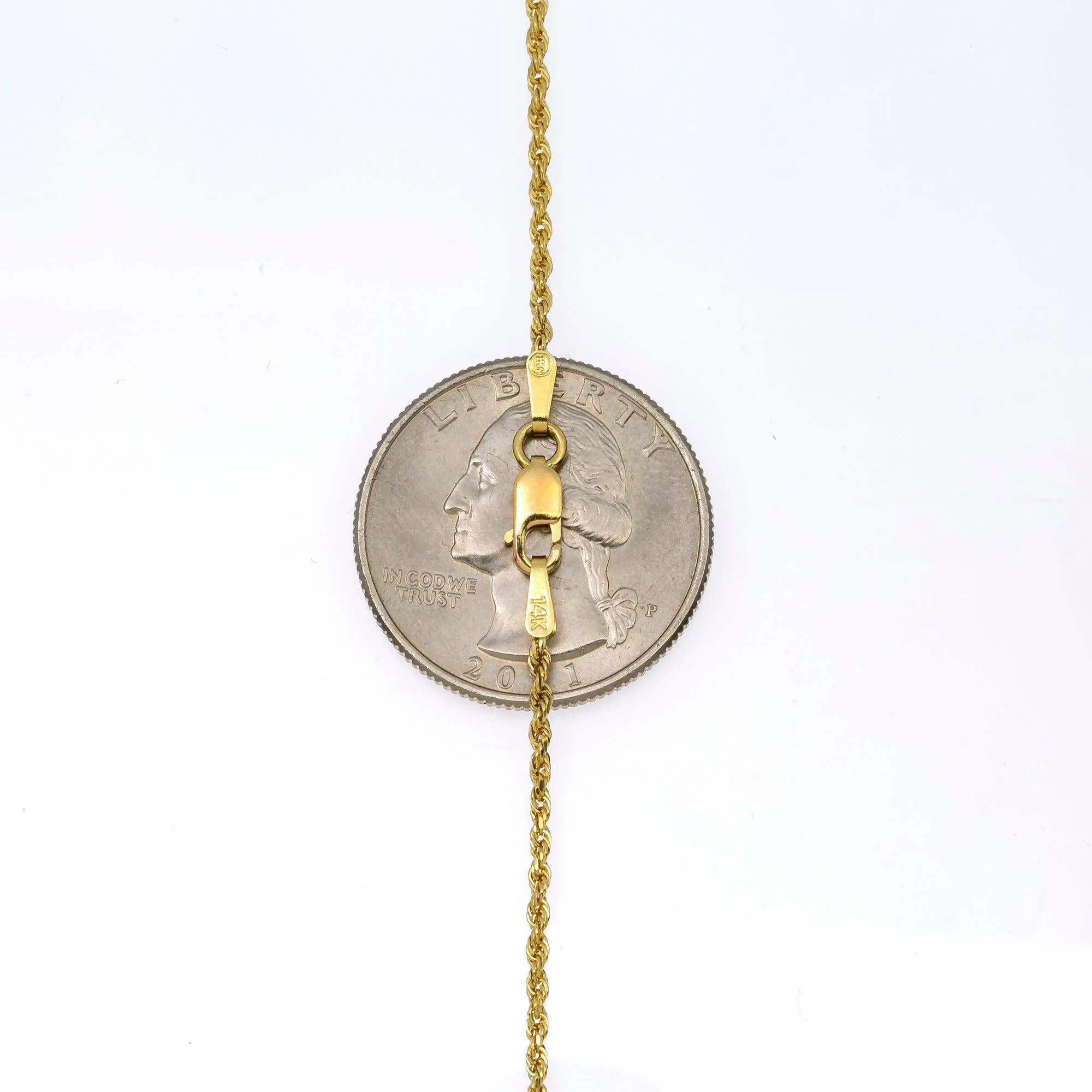 14k Yellow Gold 2mm Hollow Rope Chain Available In Sizes 18"-26" - Image 7