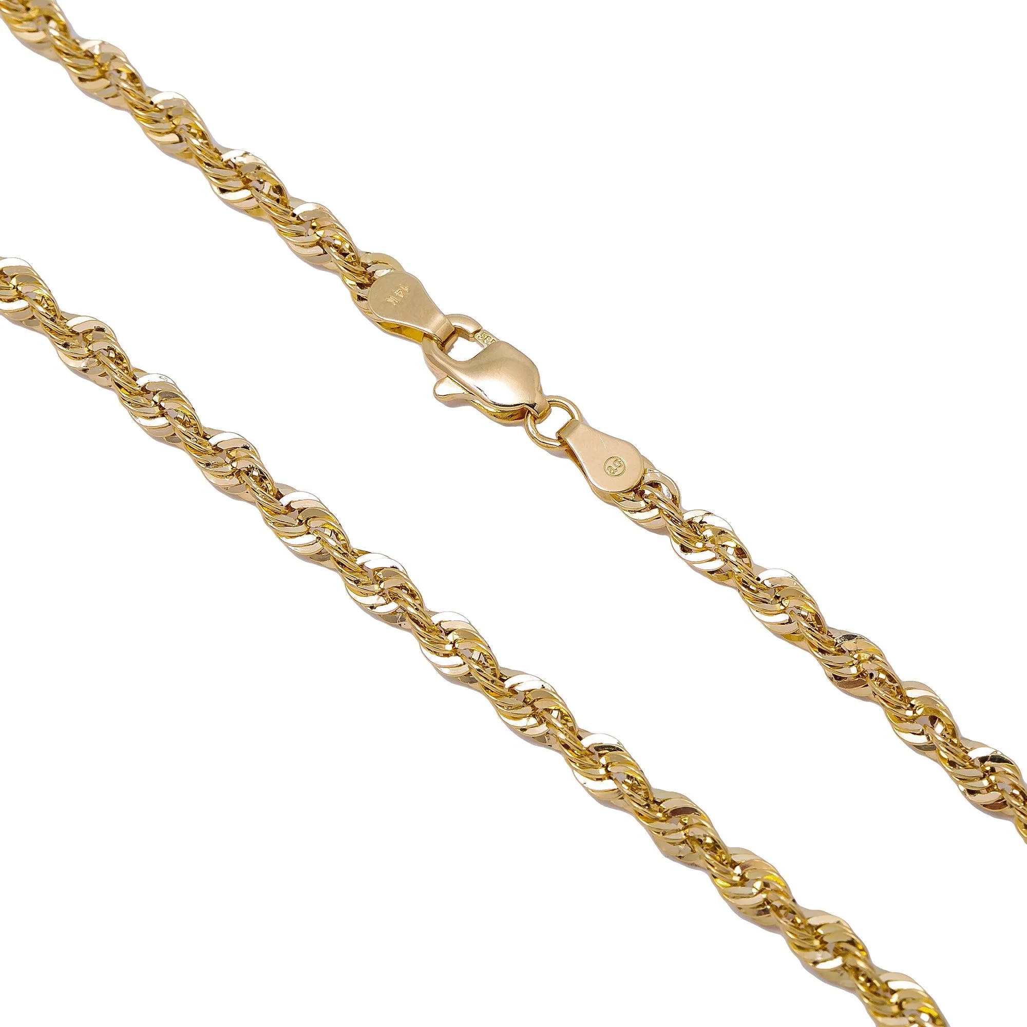 14K Yellow Gold 3.24mm Laser Hollow Rope Chain Available In Size 18"-26" - Image 3