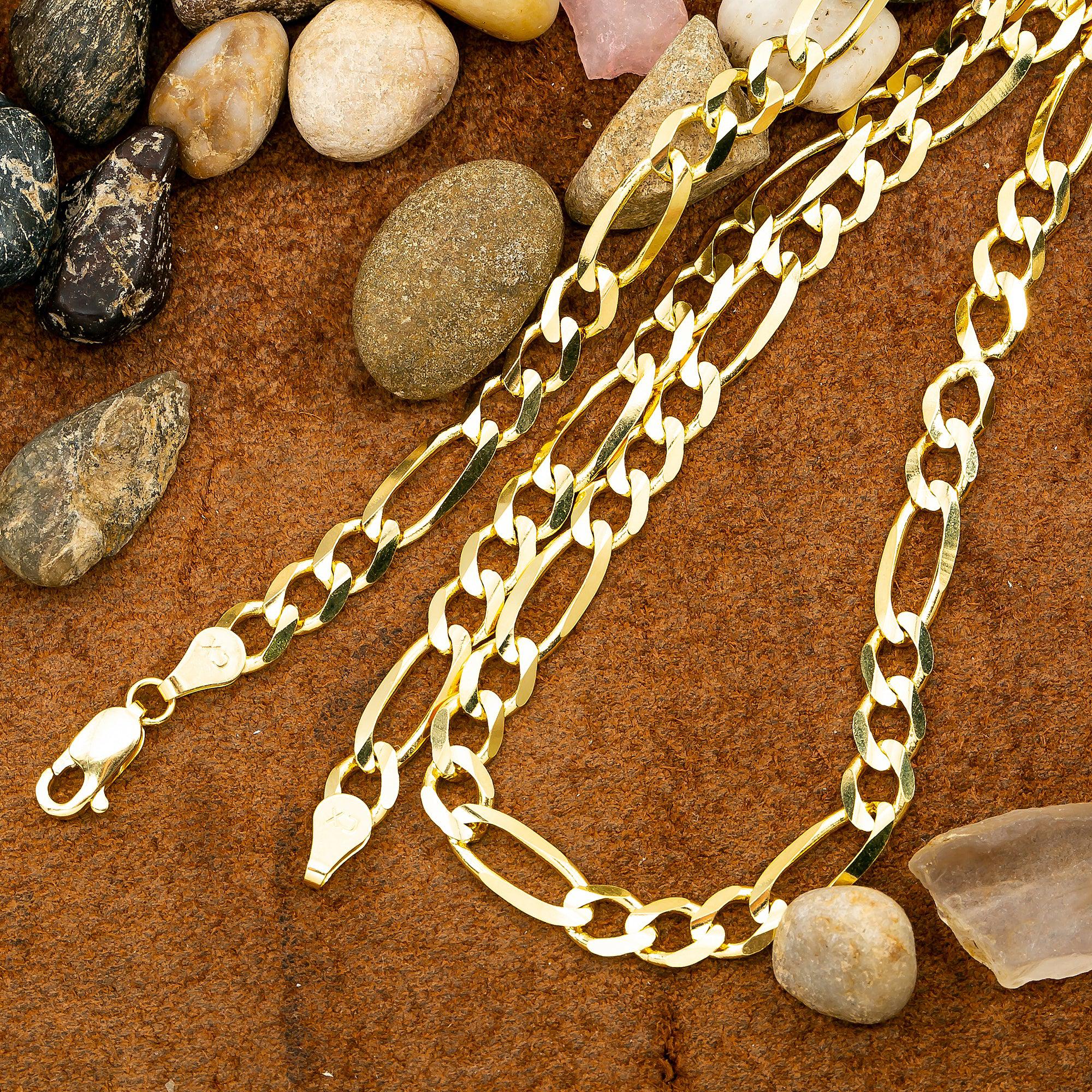 14k Yellow Gold 4.87mm Figaro Chain Available In Sizes 18"-26" - Image 4