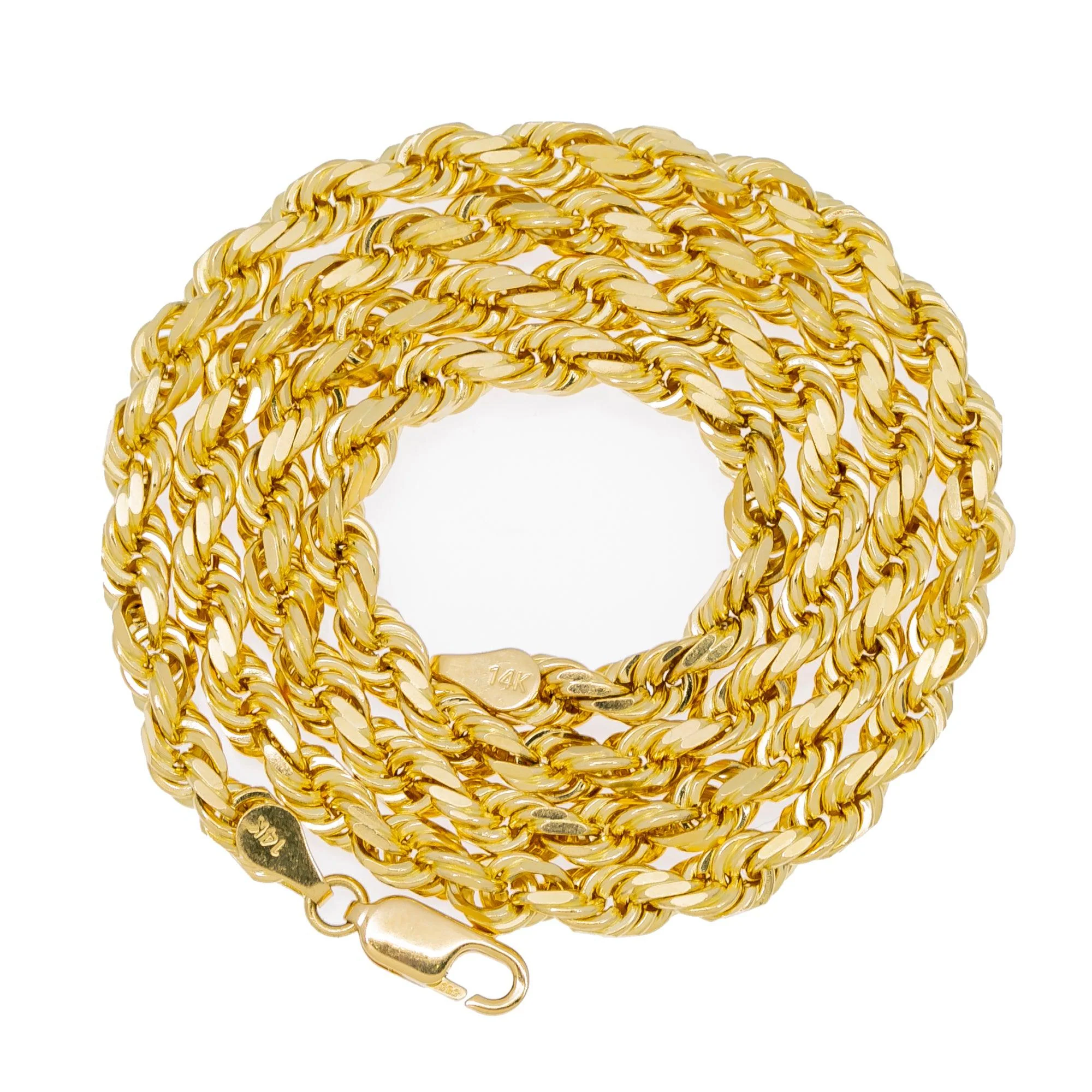 14k Yellow Gold 5mm Solid Rope Laser Chain Available In Sizes 18"-26" - Image 5