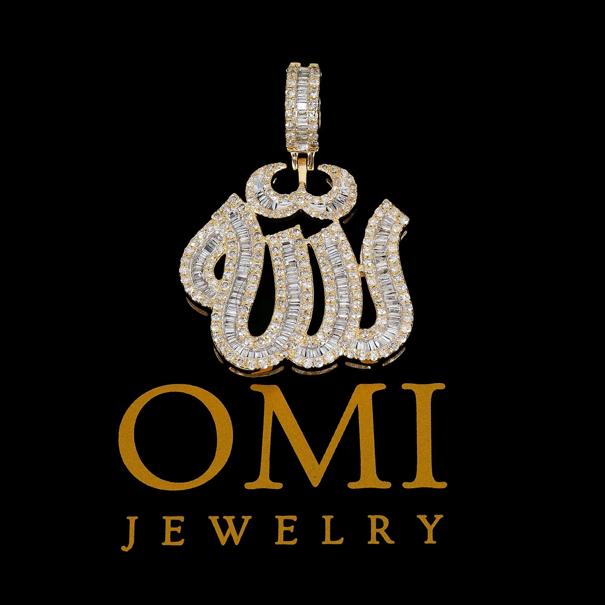 14K YELLOW GOLD DIAMOND ALLAH PENDANT 2.50 CT - Image 2