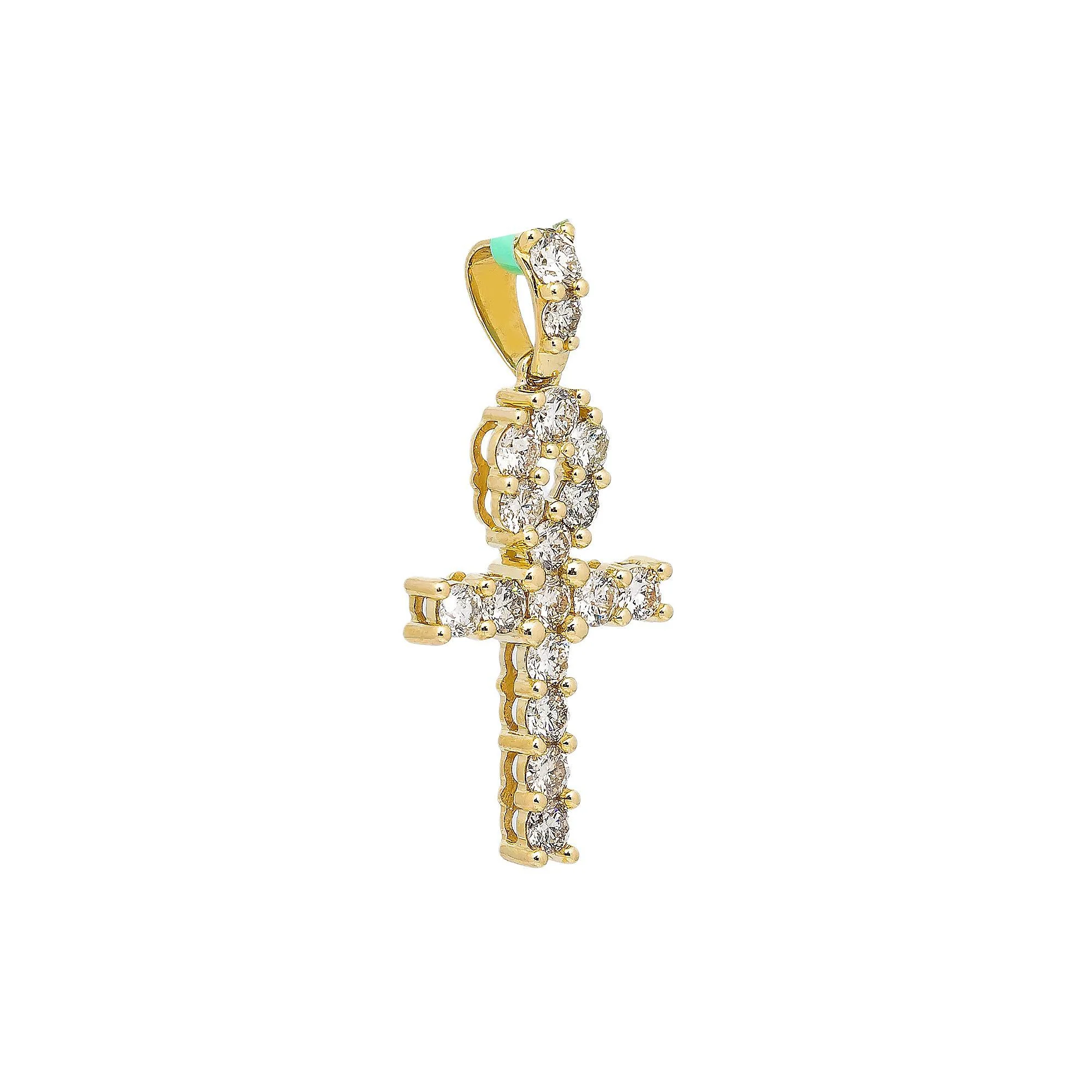 14K YELLOW GOLD ANKAH PENDNANT WITH 1.65 CT DIAMONDS - Image 3