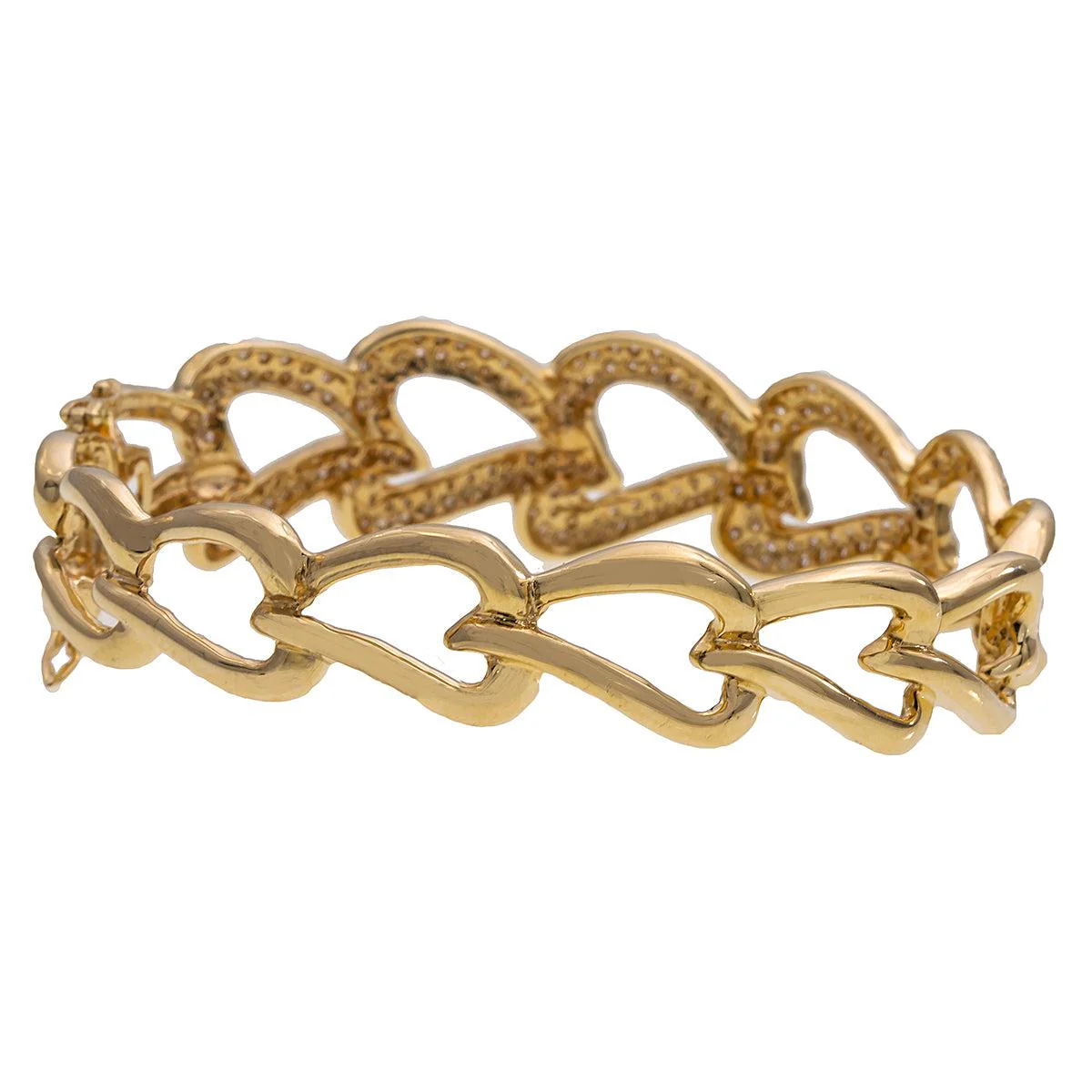 14K Yellow Gold Women's Heart Bracelet With 2.35 CT Diamonds - Image 3