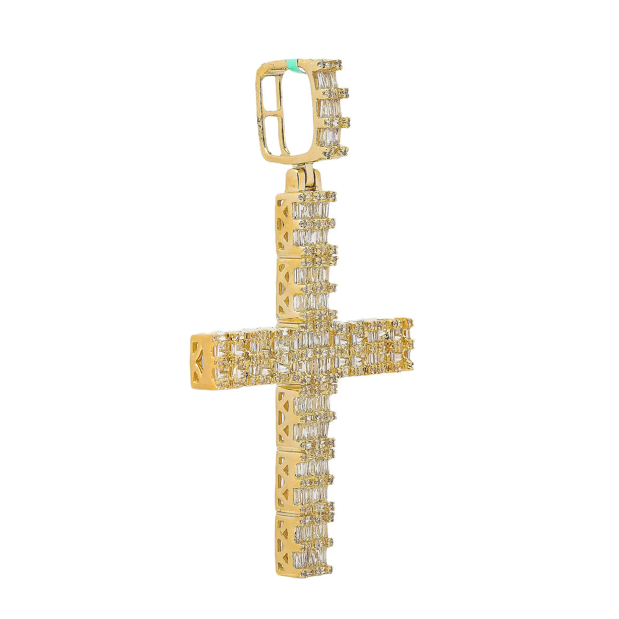 14K YELLOW GOLD CROSS WITH 3.25 CT DIAMONDS - Image 3