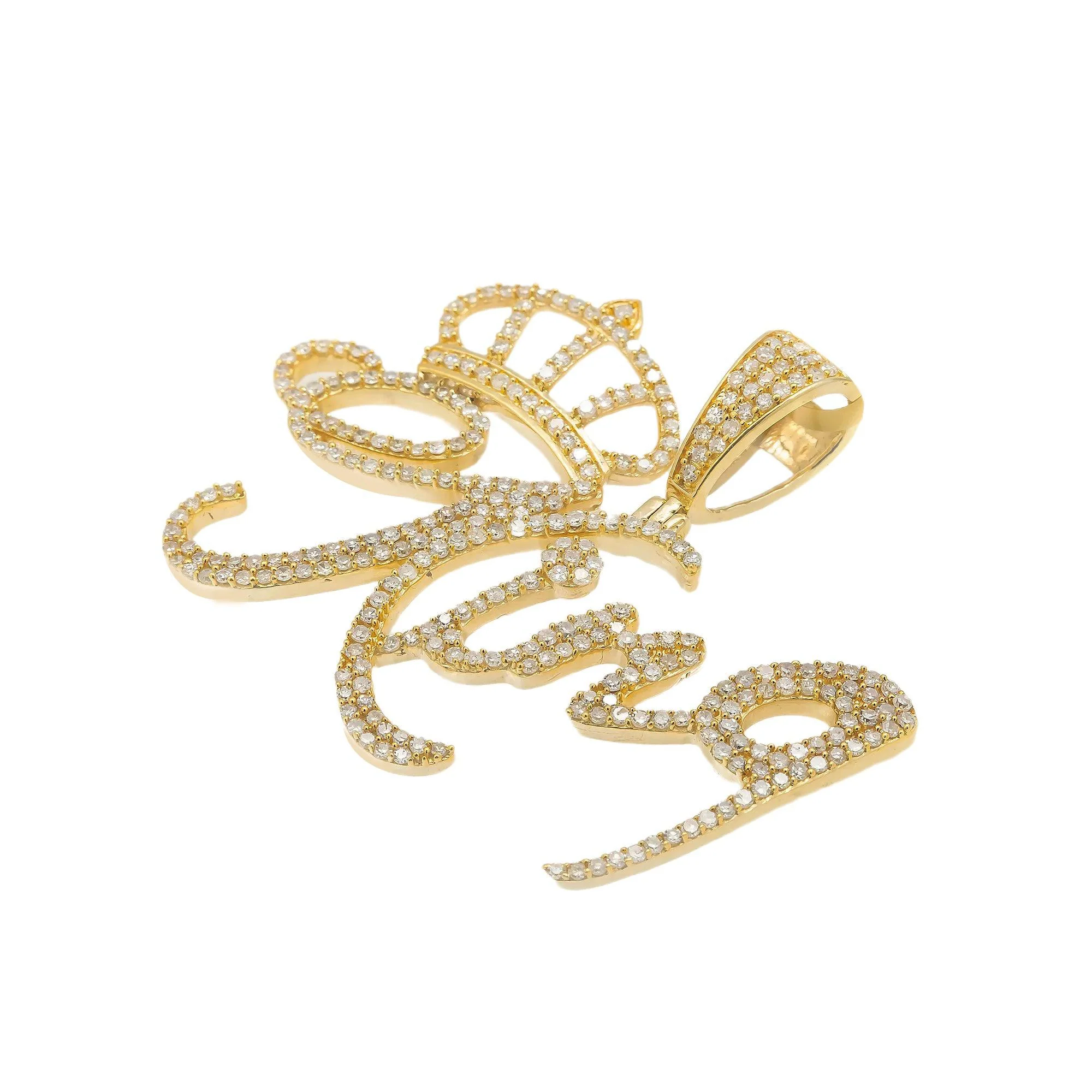 14K GOLD DIAMOND KING WITH CROWN PENDANT 1.34 CT - Image 3