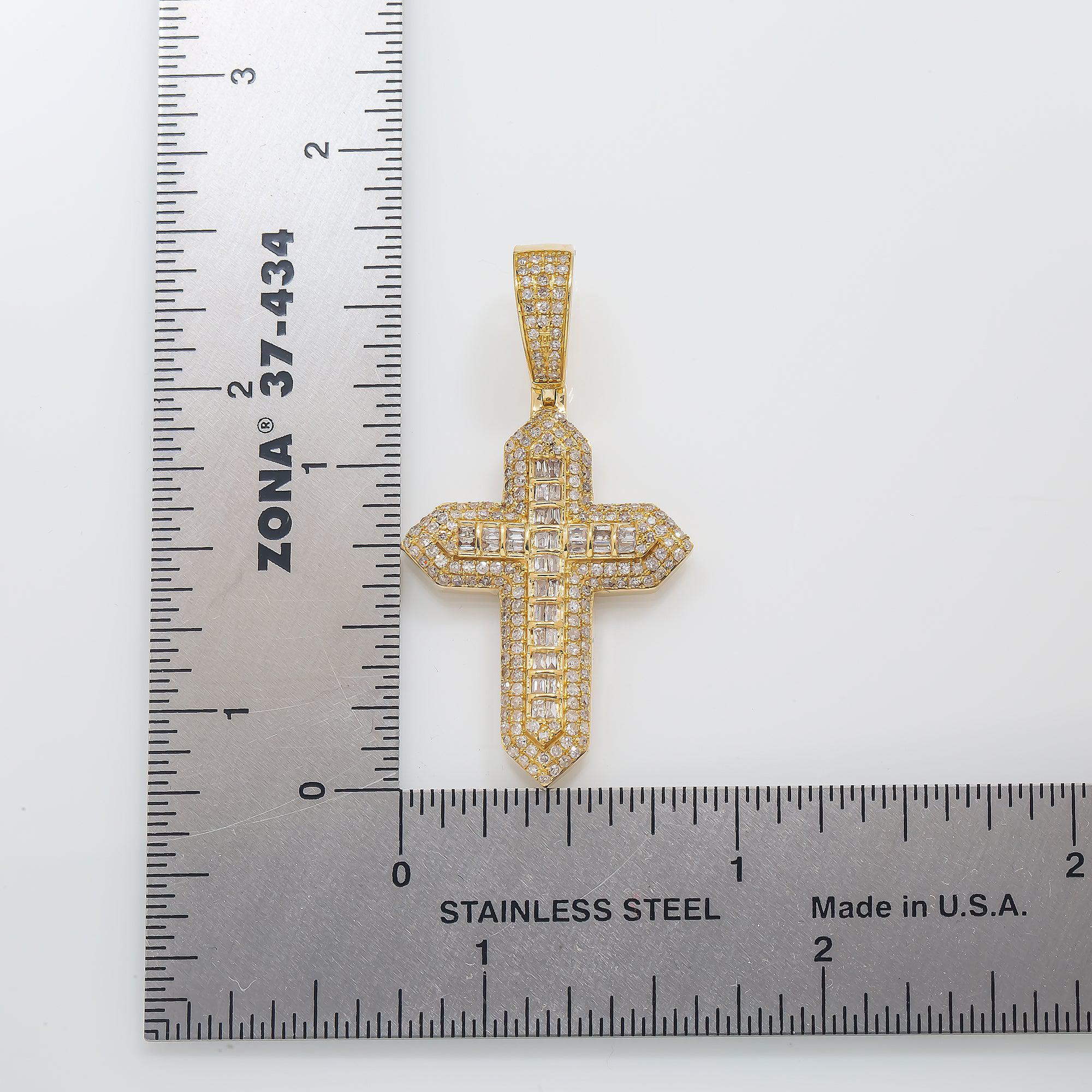 14K GOLD DIAMOND CROSS PENDANT 1.02 CT - Image 7