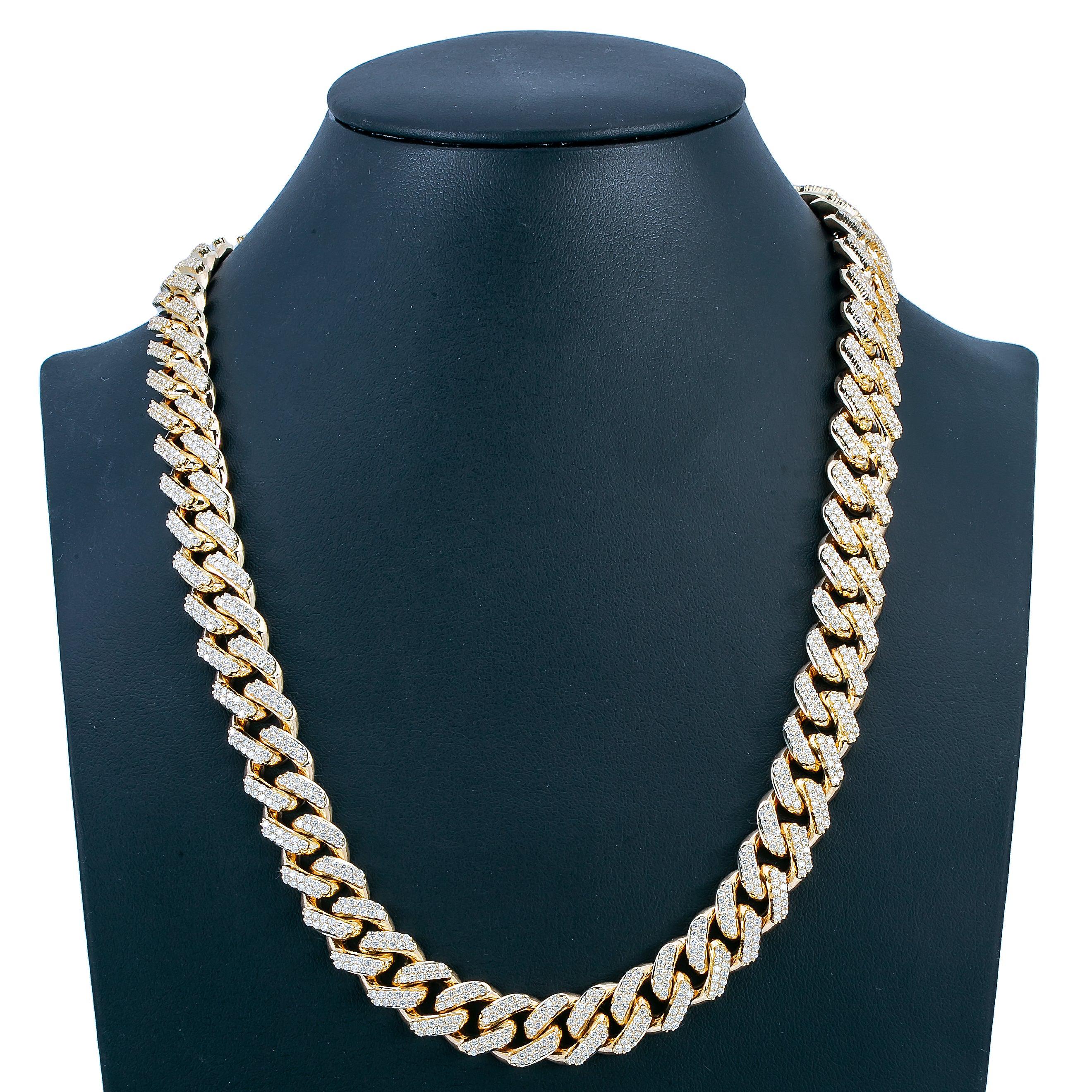 14K Yellow Gold 22"/12mm Diamond Cuban Chain Iced Out With 19.21CT Diamonds - Image 3