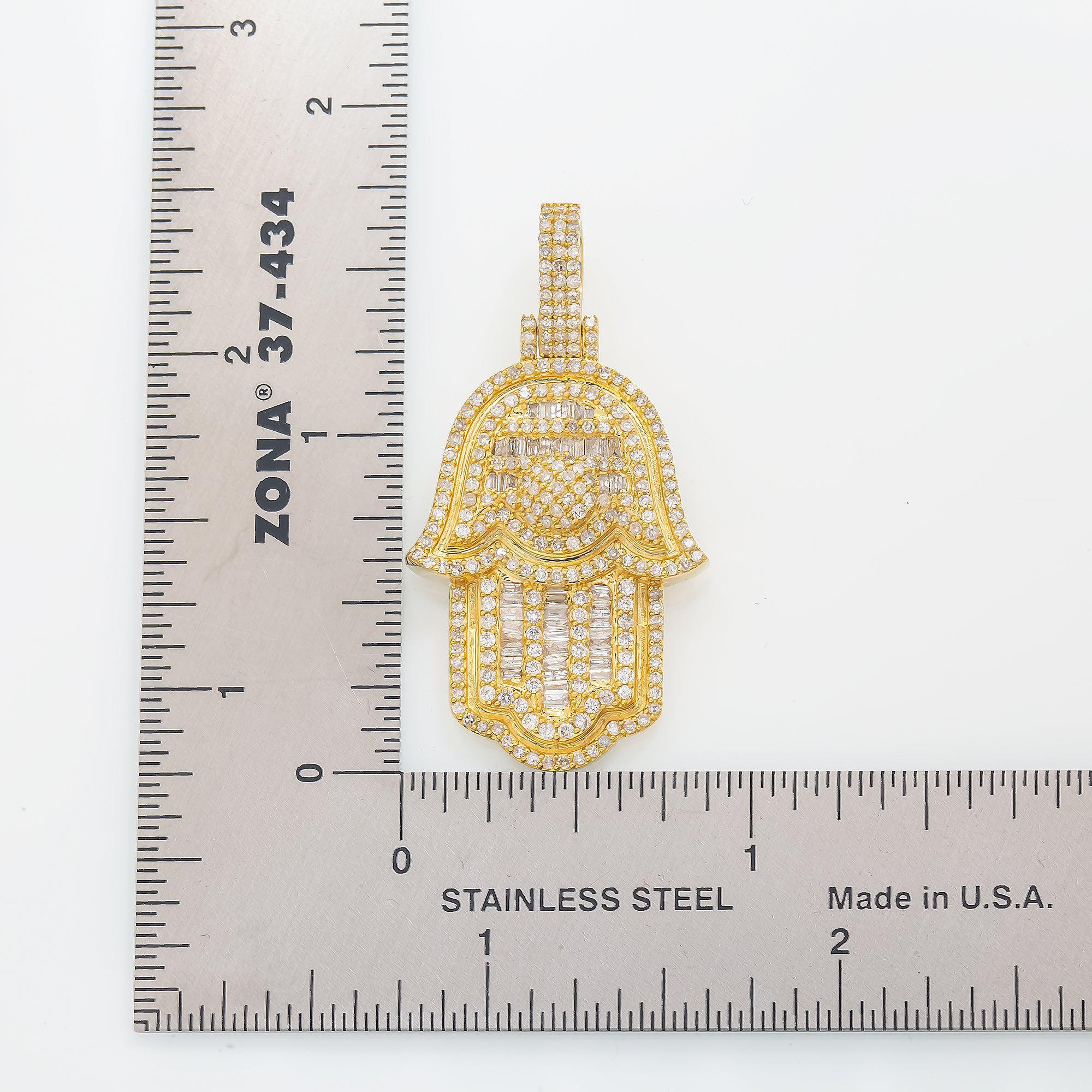 14K GOLD DIAMOND HAMSA PENDANT 1.45 CT - Image 4