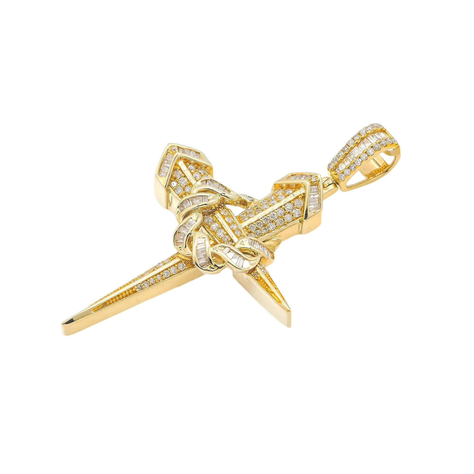 14K GOLD DIAMOND NAIL CROSS PENDANT 1.17 CT - Image 3
