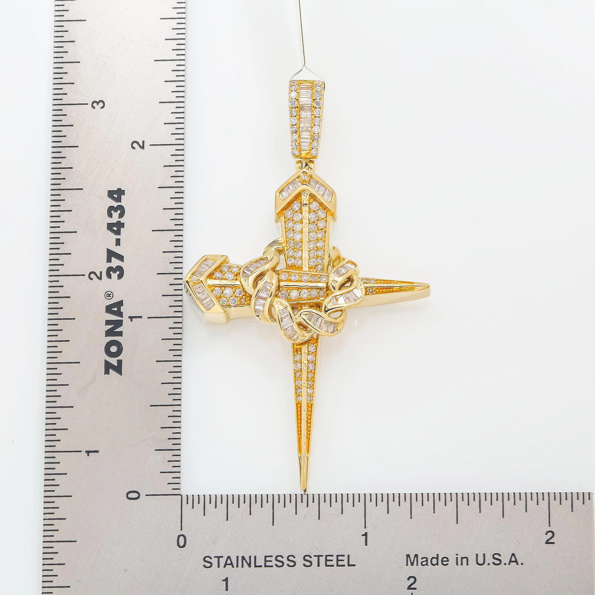 14K GOLD DIAMOND NAIL CROSS PENDANT 1.17 CT - Image 4