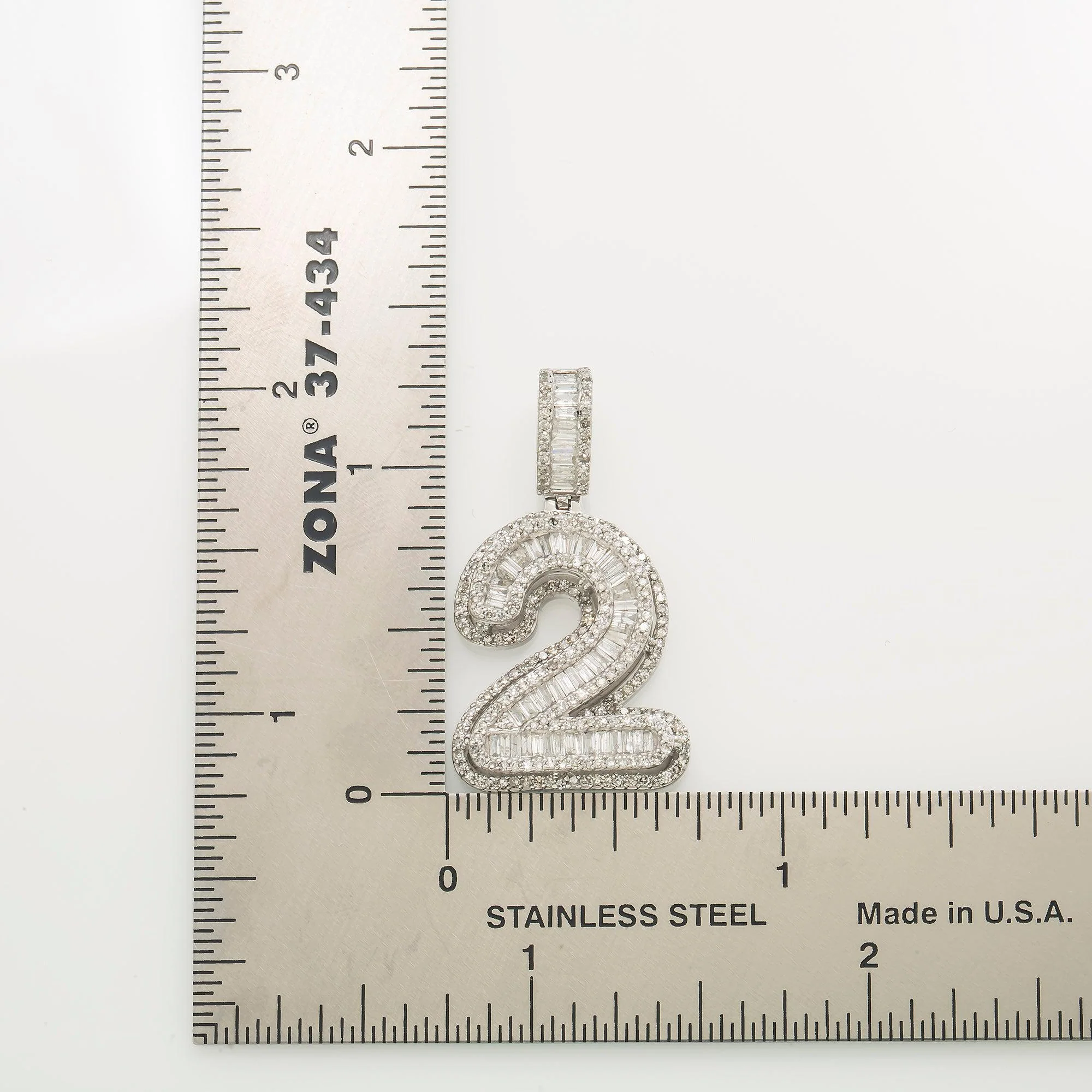 14K GOLD DIAMOND NUMBER 2 PENDANT 1.28 CT - Image 4