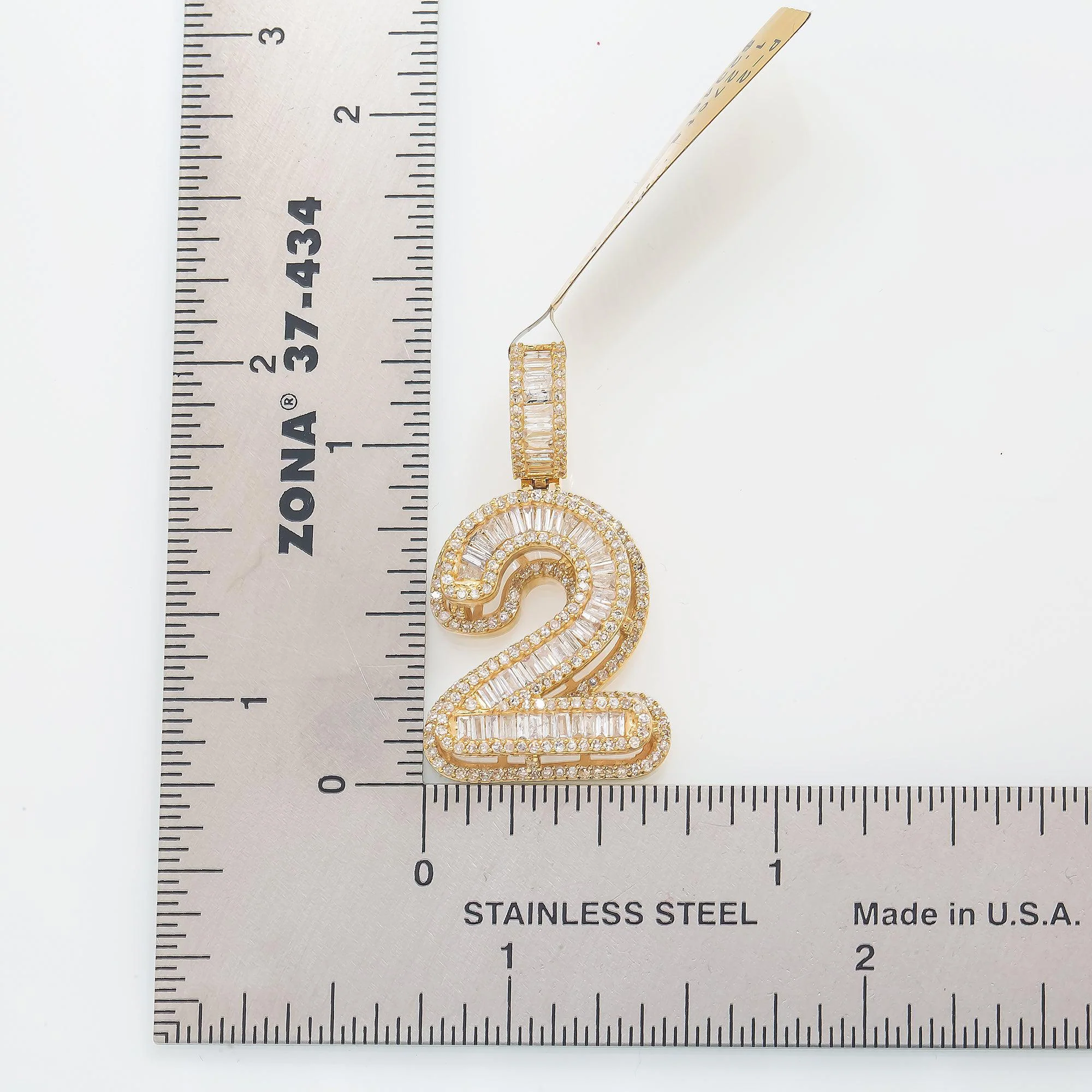 14K GOLD DIAMOND NUMBER 2 PENDANT 1.28 CT - Image 8