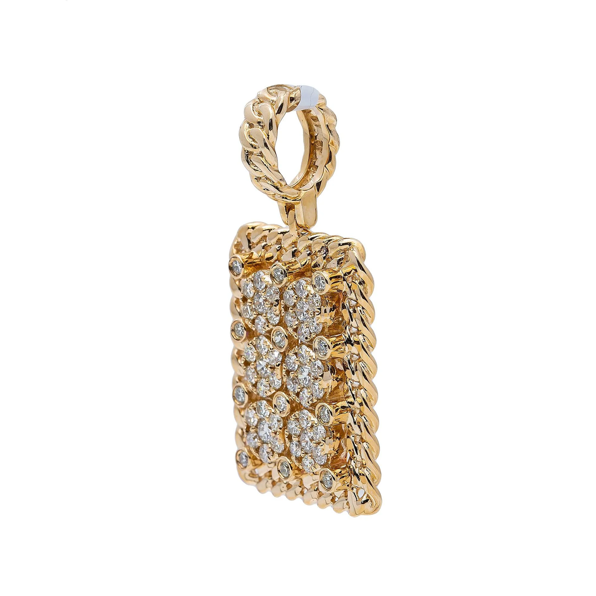 14K Yellow Gold Diamond Rectangular Pendant - Image 2